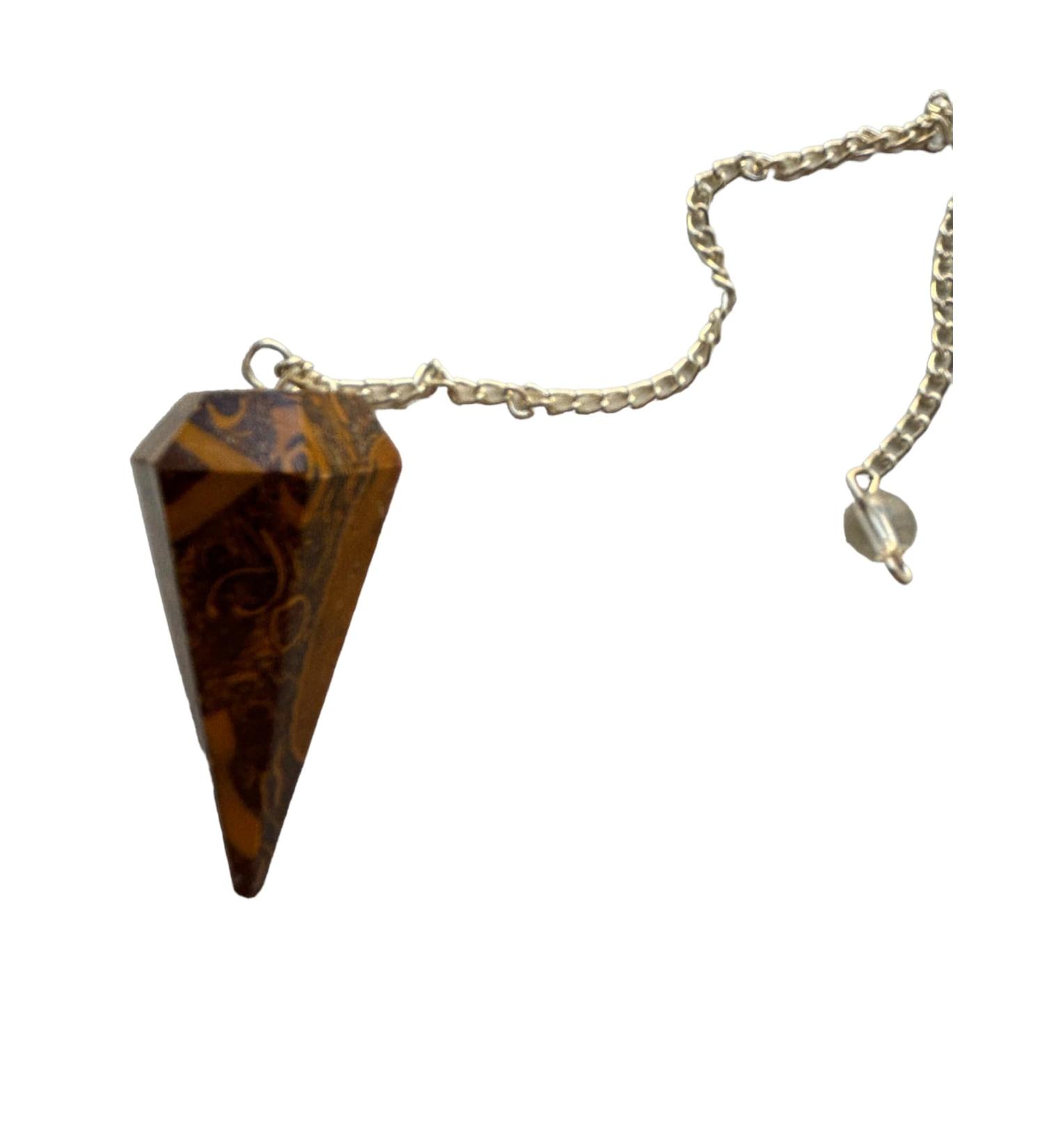 Shop Calligraphy Jaspis Crystal Pendulum - Vintage Hexagonal Natural Stone for Radiesthesia Chakra Reiki & Meditation - Buy Online on GoSupps.com