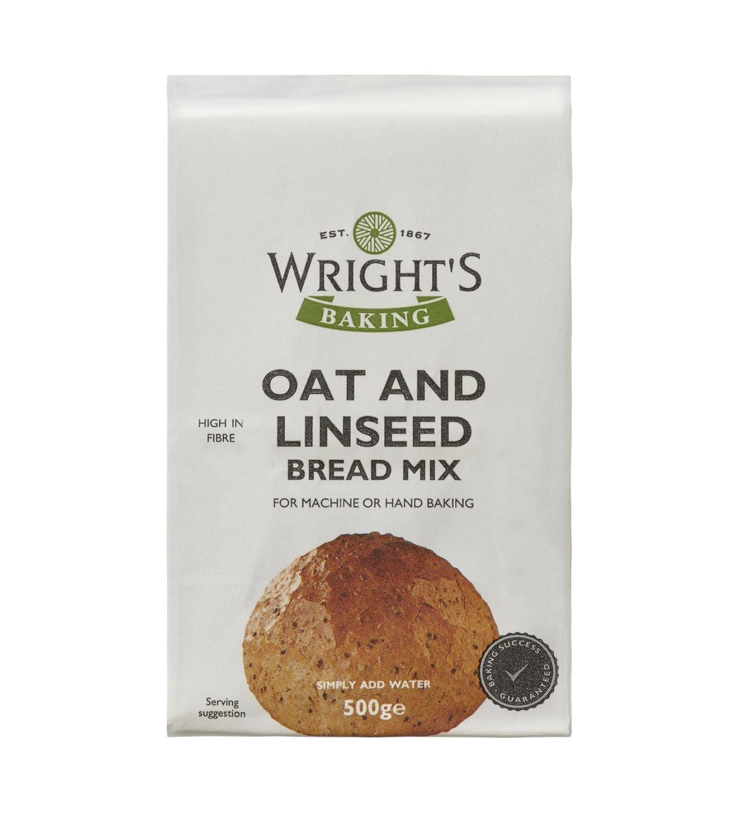 Wright's | Oat & Linseed Bread Mix 6X500g (3Kg) | For Machine or Hand Baking | Baking Success Guaranteed | Suitable for Vegetarians Oat & Linseed 6X500G - Buy Online on GoSupps.com