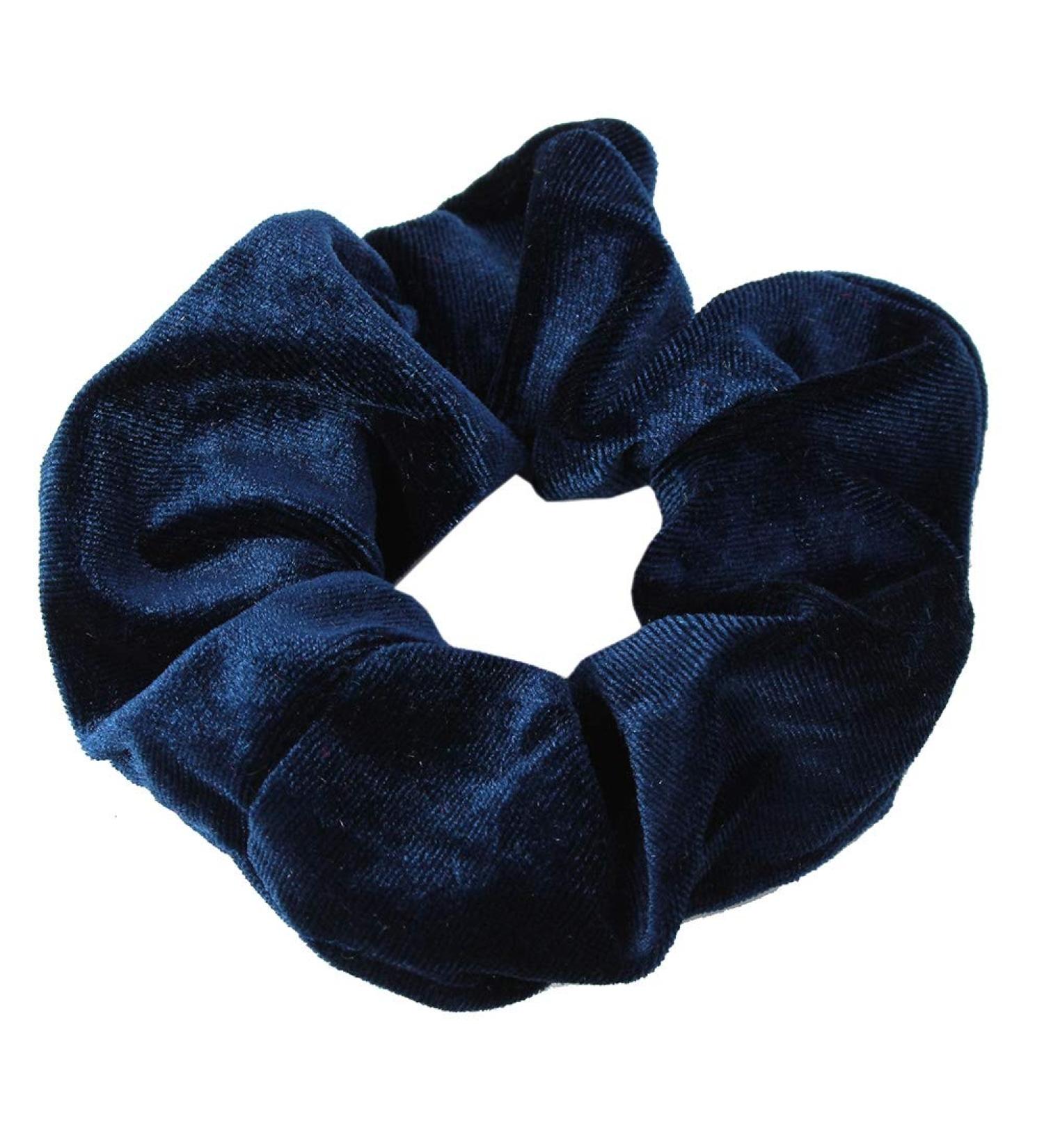 XXL Velour Velvet Hair Tie - Blue Ponytail Holder & Hairband Scrunchie for All Hair Types | Shop Internationally - Buy Online on GoSupps.com
