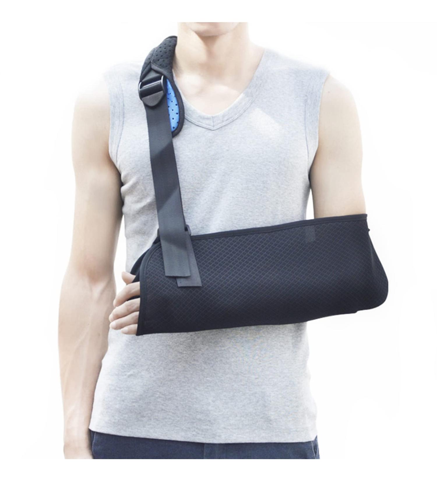 Premium Arm Sling Support - Ergonomic Shoulder Immobilizer for Broken Bones Rotator Cuff Dislocation & Sprains | Left & Right Adjustable Brace - Buy Online on GoSupps.com