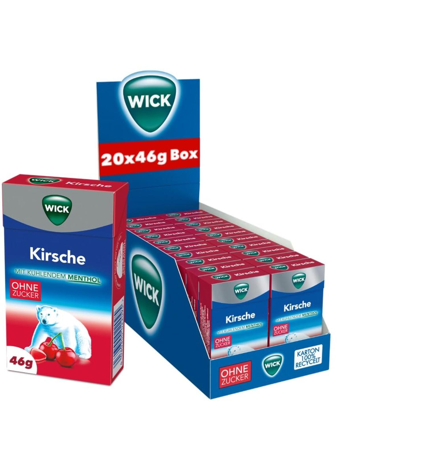 WICK Cough Drops Cherry & Eucalyptus - Sugar Free Soothing Bulk Pack (20 x 46g) - Buy Online Now! - Buy Online on GoSupps.com