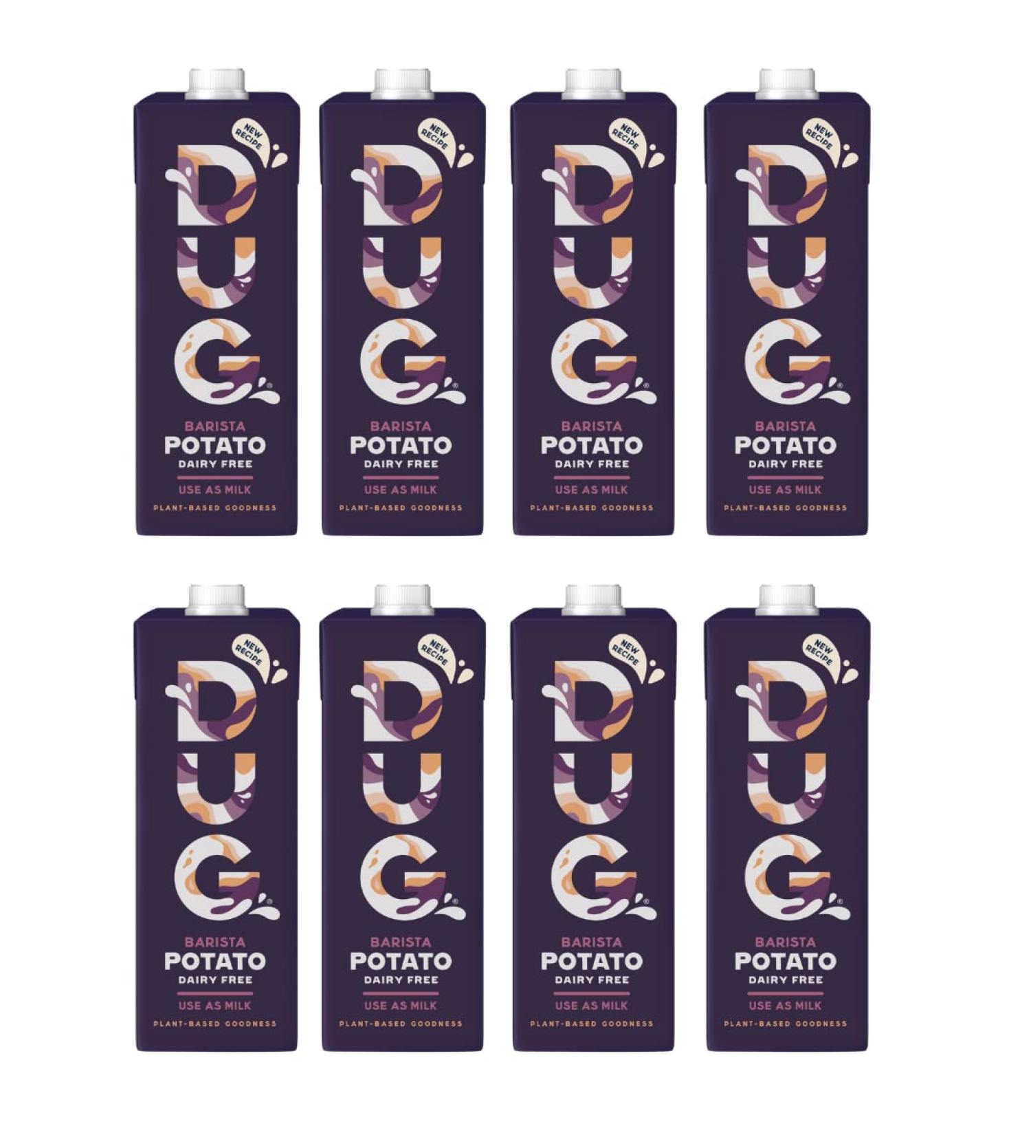 DUG - Barista Potato Milk Creamy Plant- Based Drink Great in Coffee Smoothies or in Baking. Vegan Friendly Gluten and Dairy Free Free From Nuts (Case of 8 x 1L Cartons) Barista 1 l (Pack of 8) - Buy Online on GoSupps.com