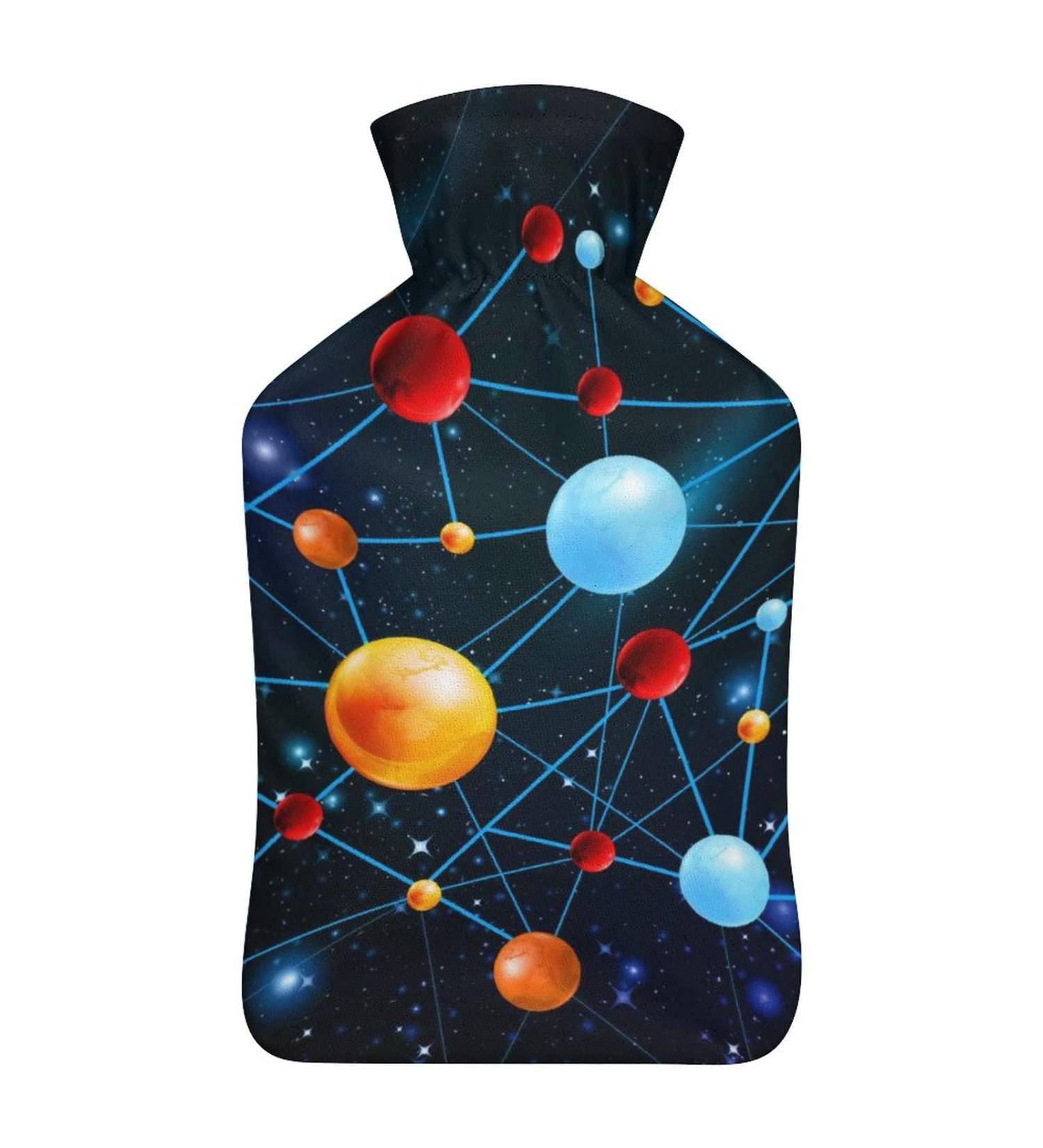 Planet Hot Water Bottle with Plush Cover | Hand Warmer for Adults & Children | 26.5x15.3cm | Shipping Worldwide - Buy Online on GoSupps.com
