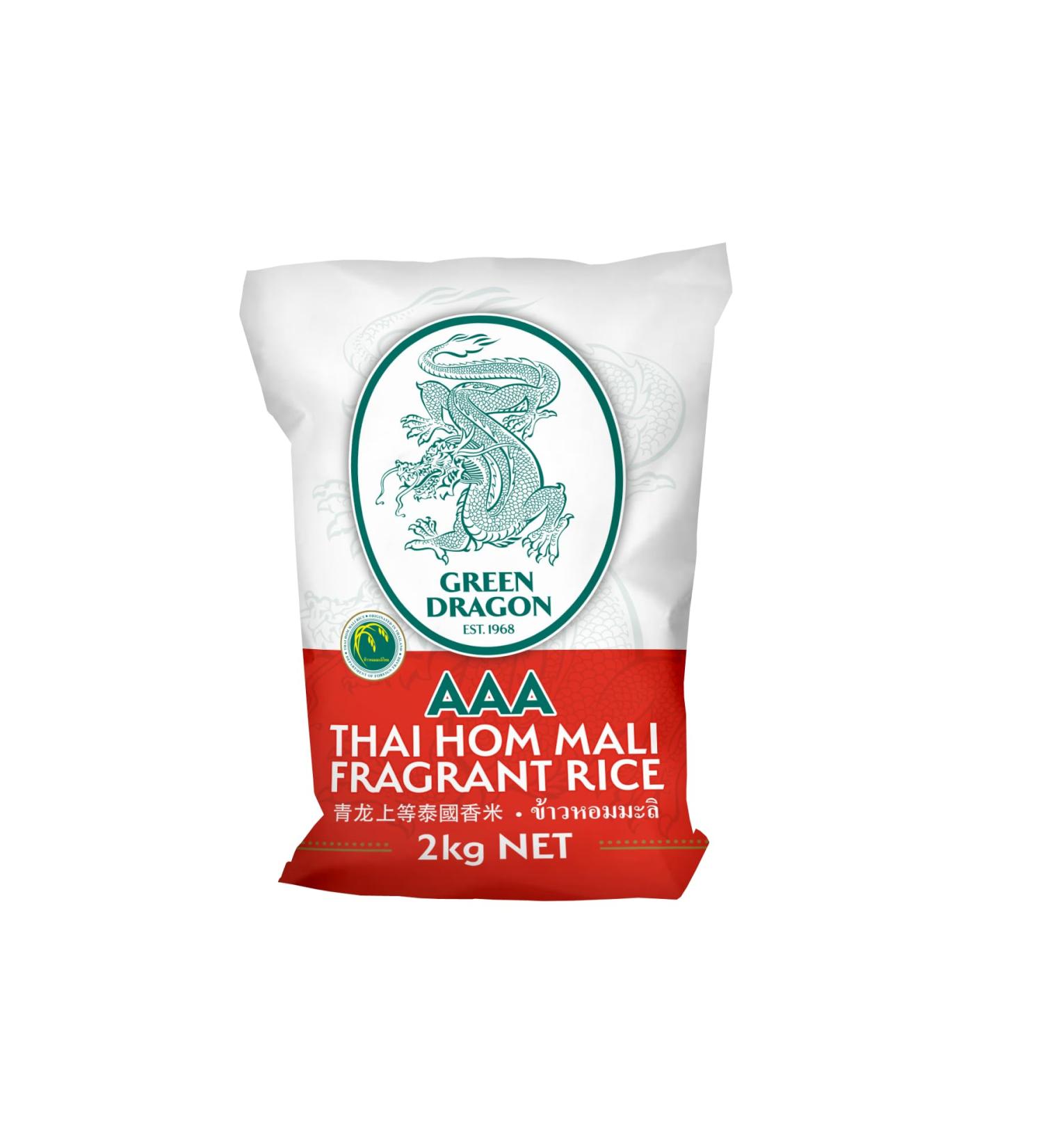 Green Dragon Thai Fragrant Jasmine Rice 2KG - AAA Premium White Rice for Chinese Asian Cooking - Buy Online on GoSupps.com