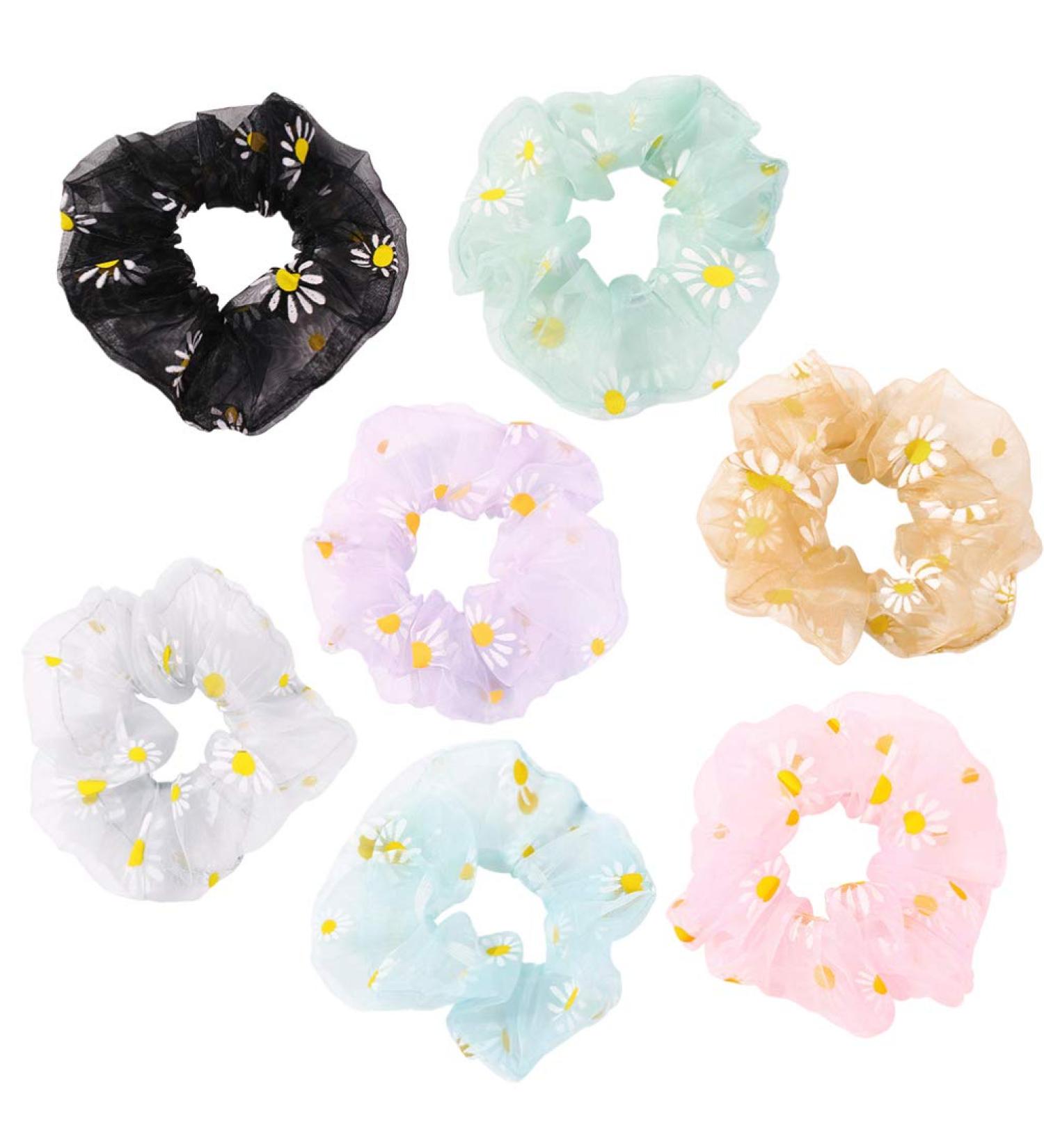 7pcs Elastic Hair Ties & Bobbles - Organza Rings for Women & Kids | Summer Pool Party & Spa Accessories (Mixed Colors) - Buy Online on GoSupps.com
