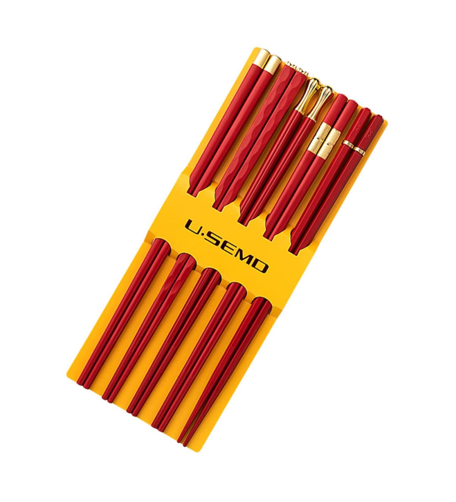 5 Pairs Flatware Japanese Sticks Style Utensils Valentines Stick Korean Frying Reusable Tableware Home Day Wooden Kitchen Chinese Eating Favors for Cooking Creative Chopsticks Kitchenware Rojo - Buy Online on GoSupps.com