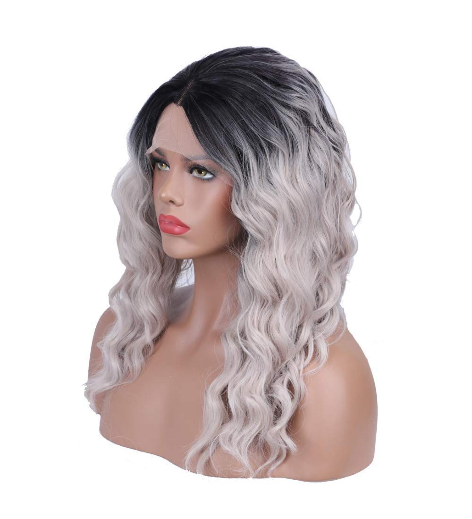 Buy SHIYID Heat Resistant Synthetic Lace Front Wig - Black Roots Loose Wave Middle Part Wig | International Shipping Available - Buy Online on GoSupps.com