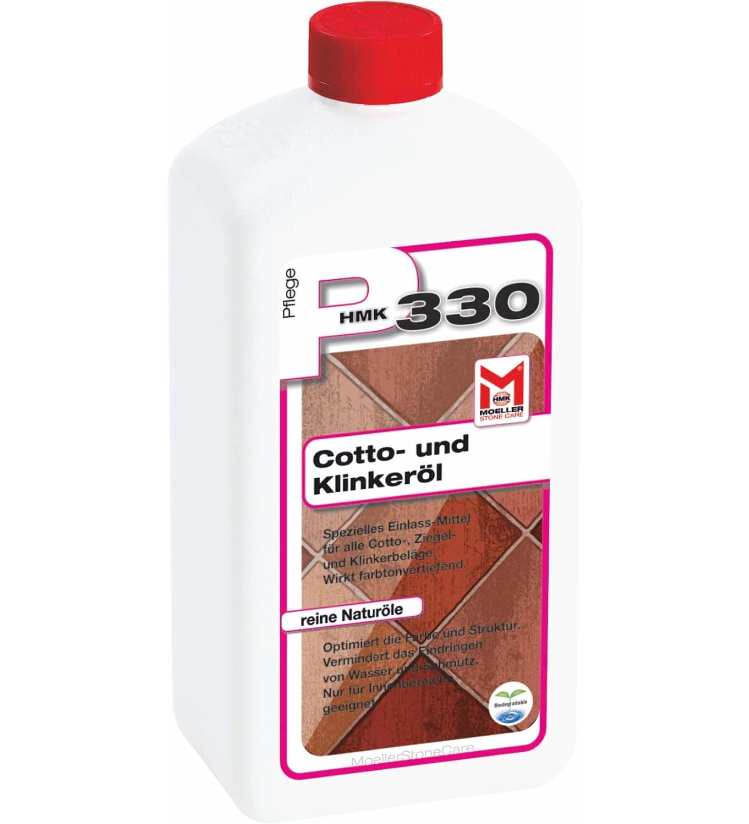 Moeller Stone Care HMK P330 Cotto and Clinker Oil Special Inlet Agent for the Care of All Cotto Brick and Clinker Surfaces Enhances Colour - 33.8 Oz