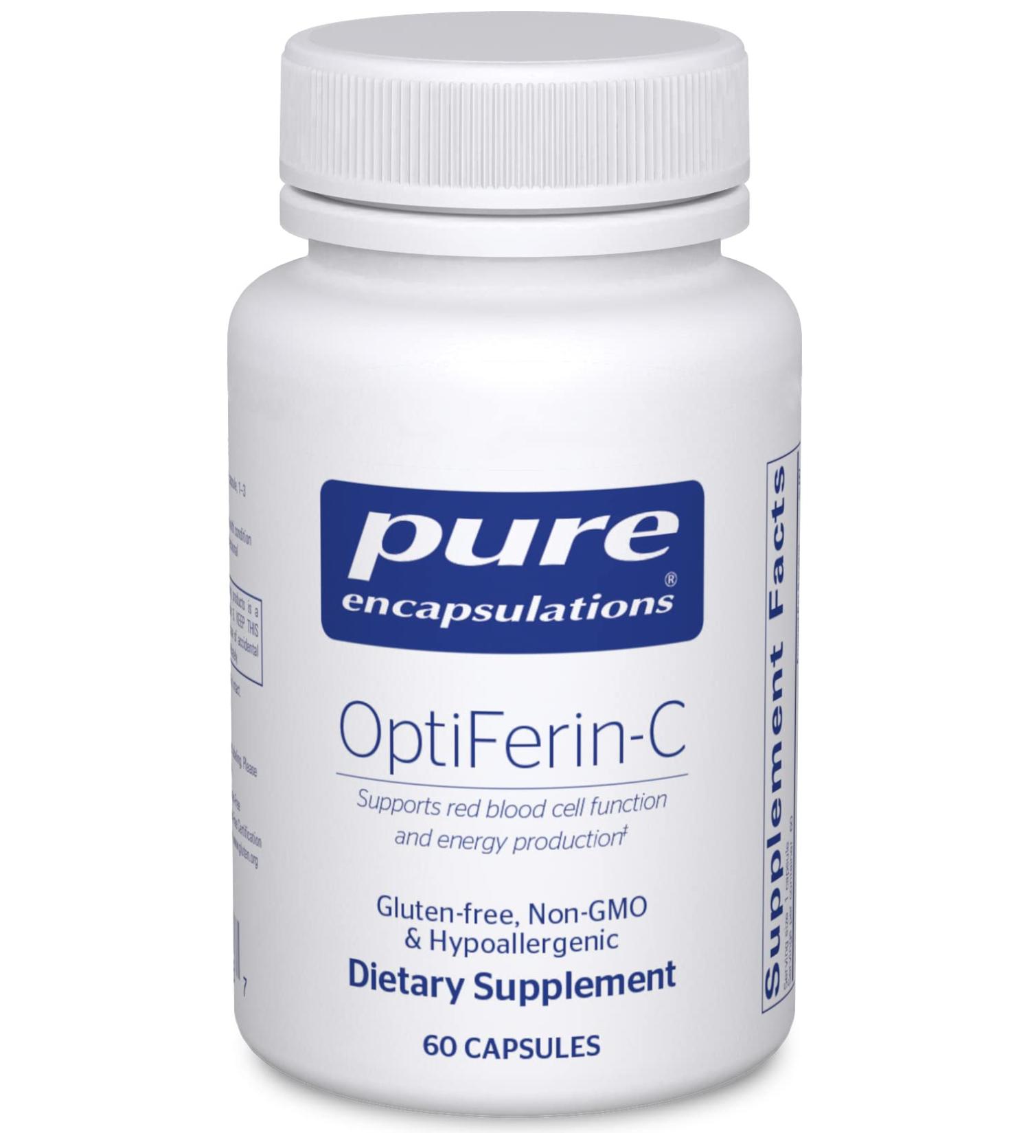 Pure Encapsulations Optiferin-C - Iron Supplement for Healthy Skin, Immune Support, and Iron Absorption - 60 Capsules - Buy Online on GoSupps.com
