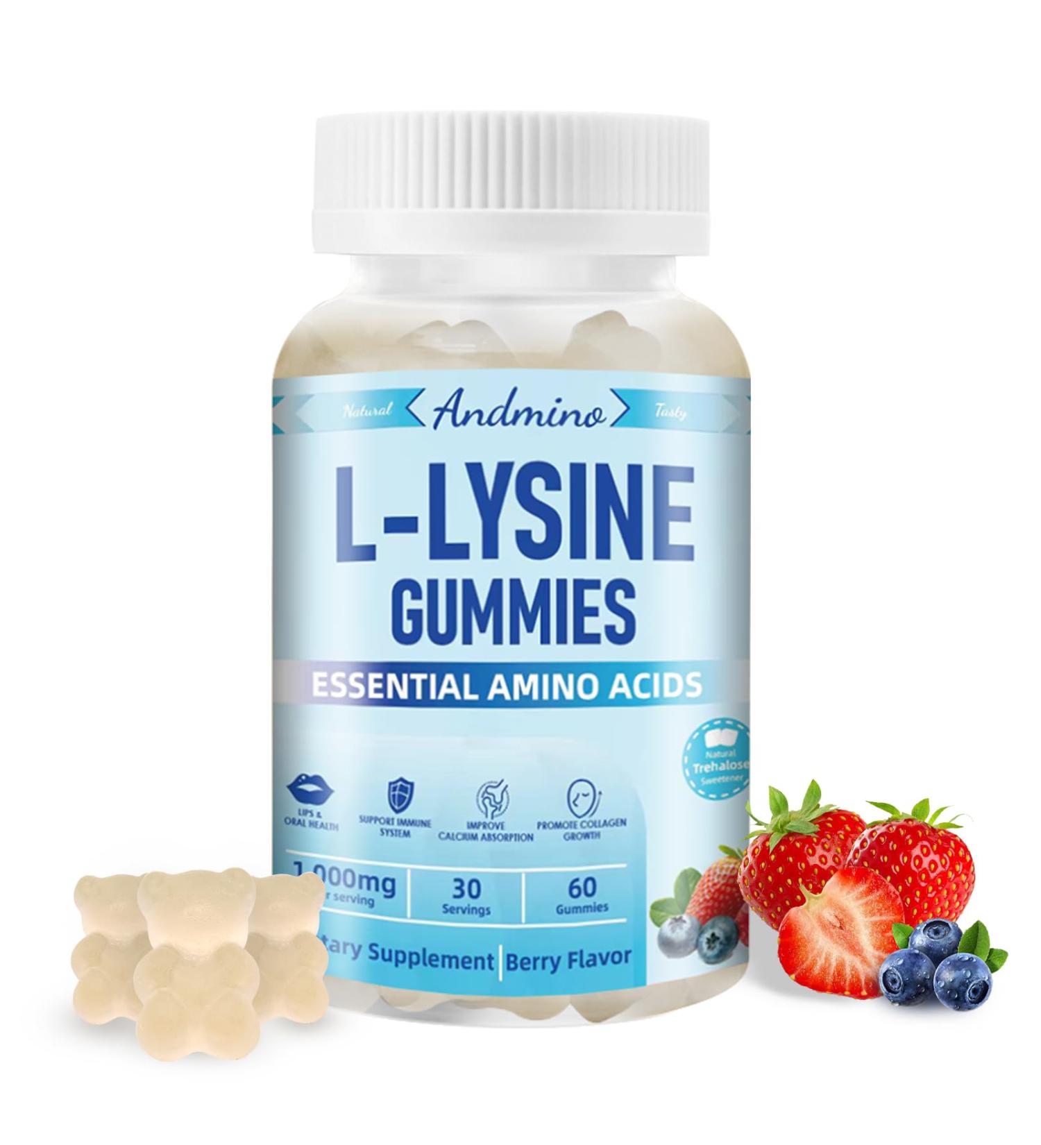 L-Lysine Gummies 1000 mg | Boost Immune & Oral Health | Vegan Gluten-Free Berry Flavor | Non-GMO | 60 Count - Buy Online on GoSupps.com