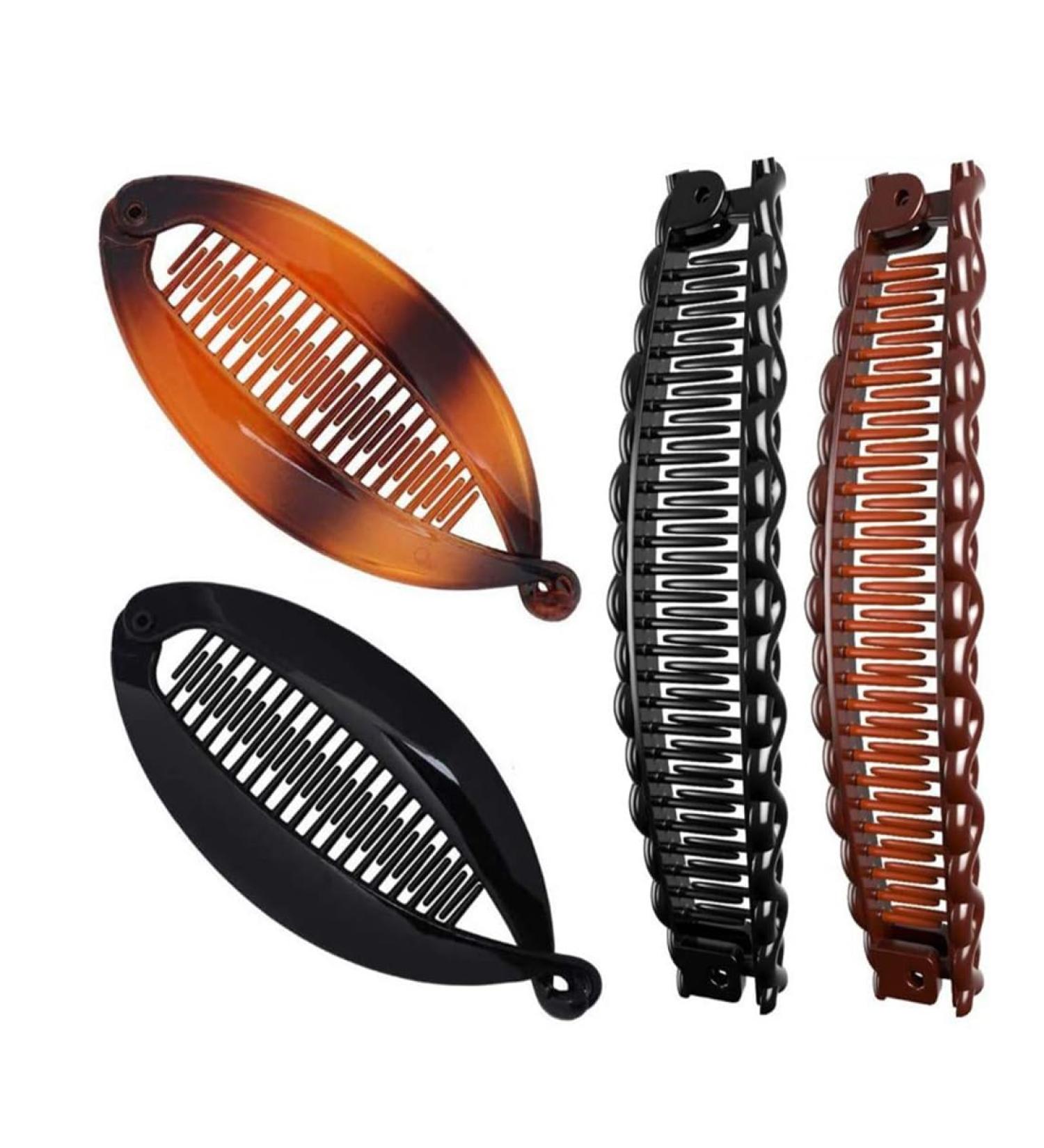 Banana Hair Comb Clips 4 Pieces Retro Banana Hair Clips for Coarse Curls Fishtail Hair Accessories Two Banana Clips Combs for Women and Girls Set A - Buy Online on GoSupps.com