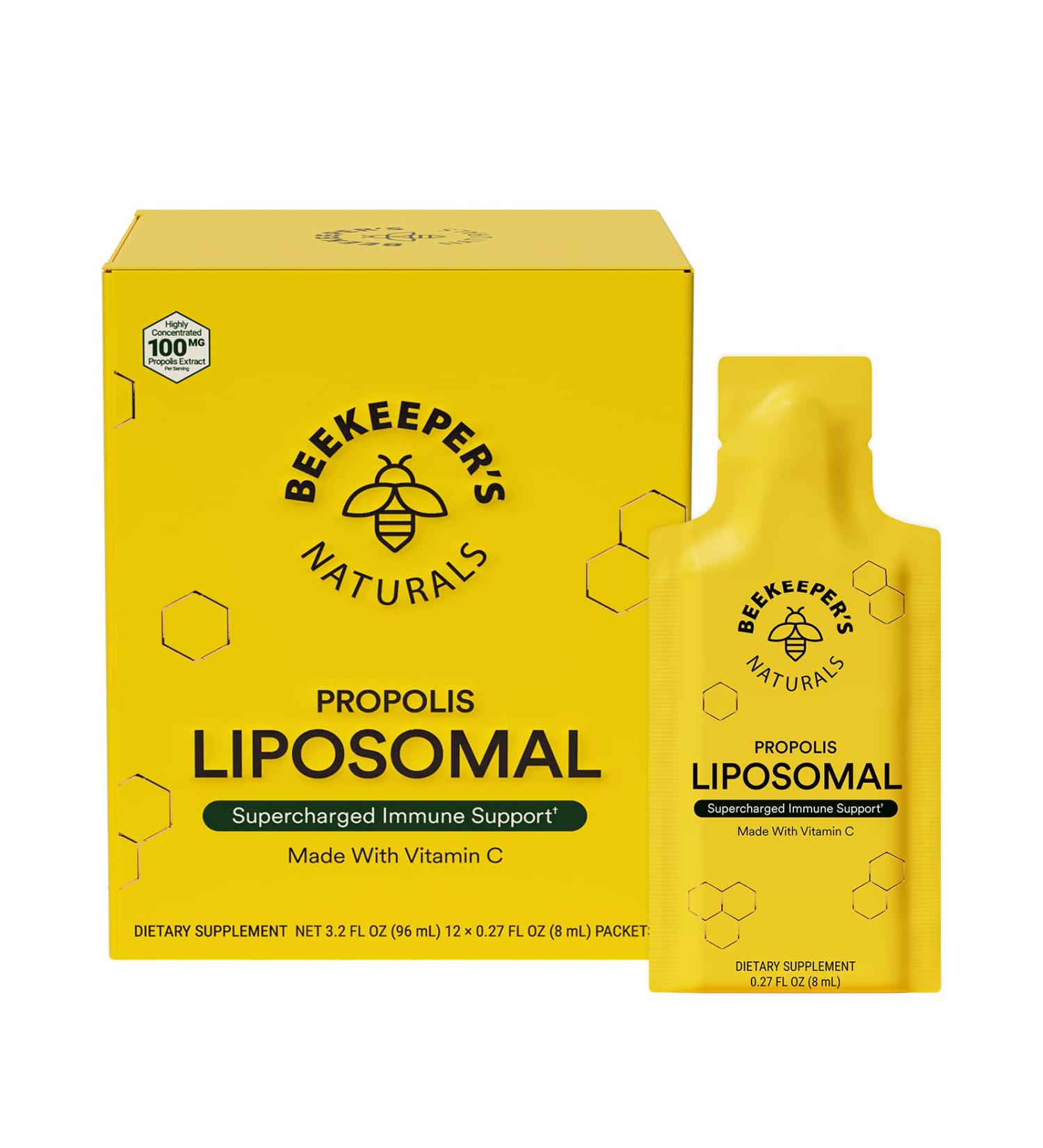 Beekeeper's Naturals Liposomal Vitamin C + Propolis | Immune Support 12 Ct - Buy Online on GoSupps.com