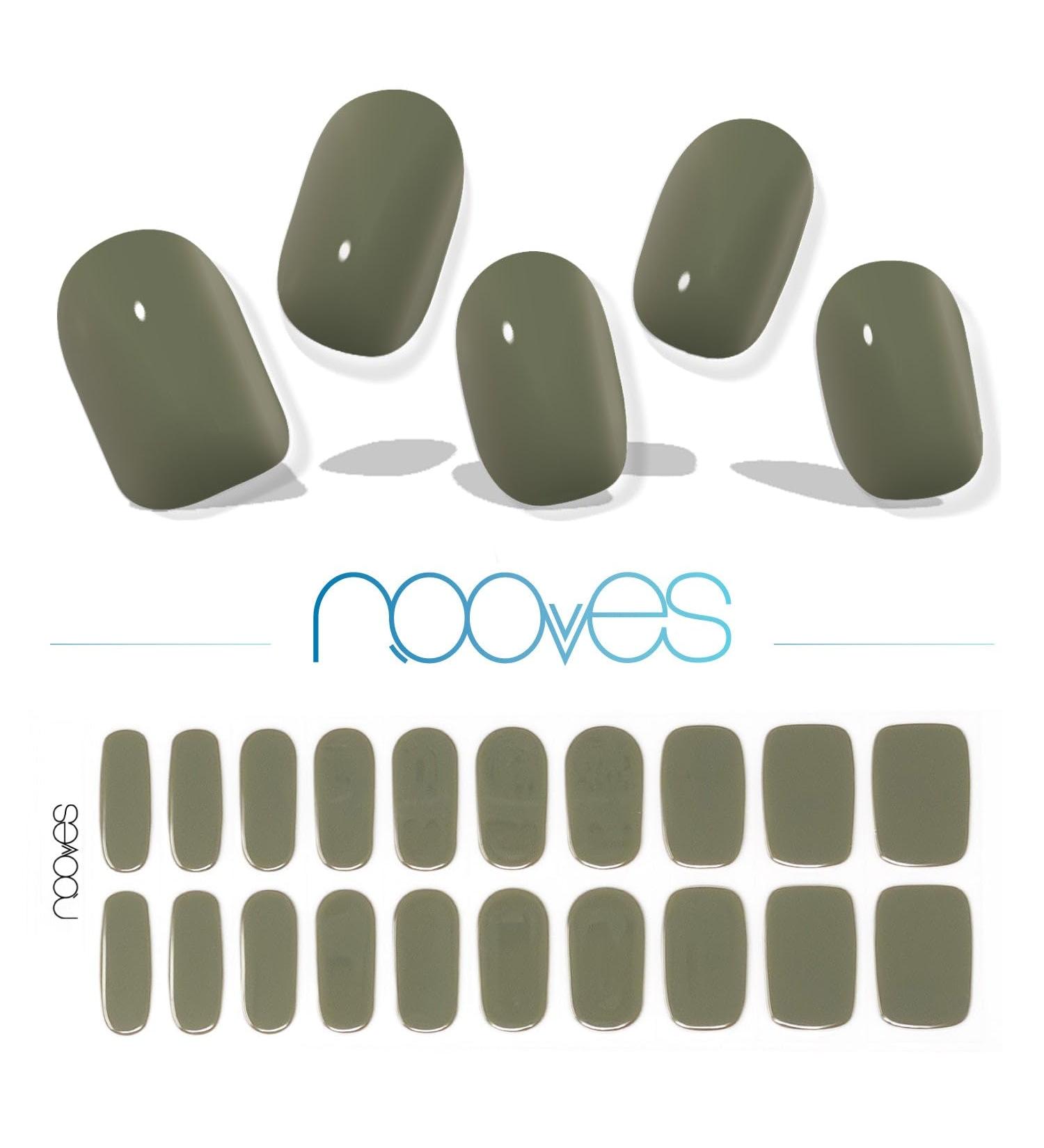 NOOVES NOOVES 20 Sheets Olive Green Nail Gel Sheets - Premium Semi-Cured Nail Polish Gel Nail Stickers 1 Nail File and 1 Orange Stick Vegan - Buy Online on GoSupps.com