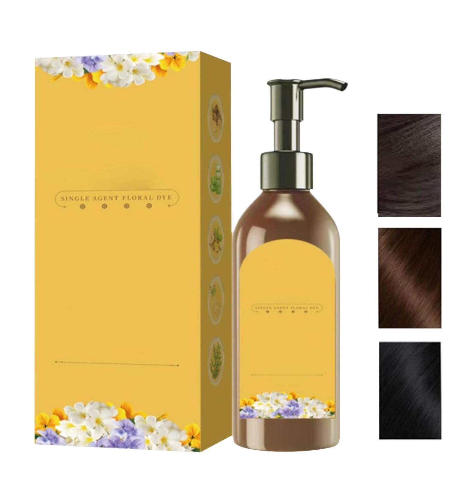 Shampoing colorant pour cheveux fonc s teinture v g tale dose unique floral Shampooing colorant base de | Shampoing colorant naturel longue dur e pour femmes personnes g es grand-m re Couleur marron noir