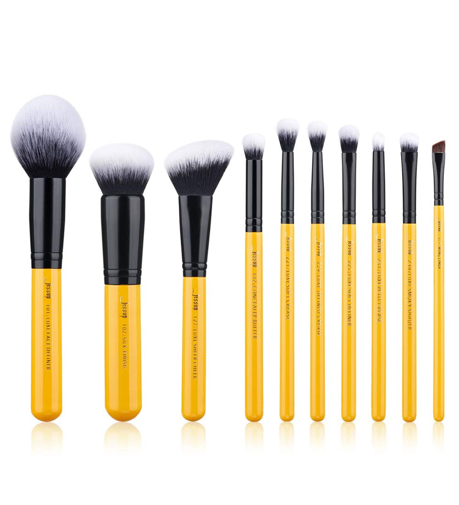 Jessup 10-Piece Professional Makeup Brush Set - Cosmetics for Eyes Face Eyeshadow Foundation & Eyeliner | International Shipping Available - Buy Online on GoSupps.com
