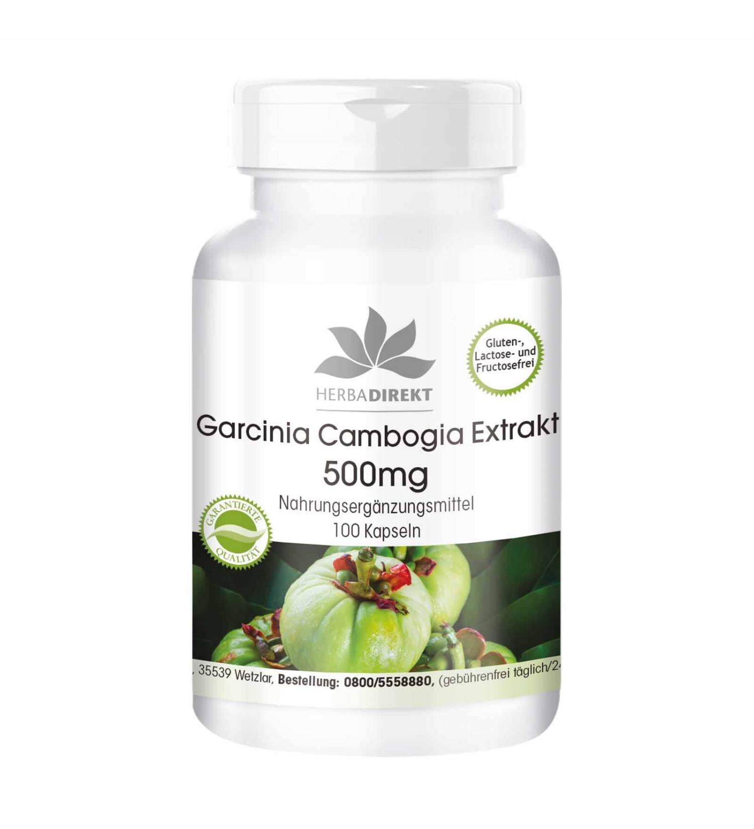 Garcinia Cambogia Extract 500mg - 100 Vegan Capsules | 60% HCA | High Dose | Herbadirekt by Warnke Vital - German Pharmacy Quality - Buy Online on GoSupps.com