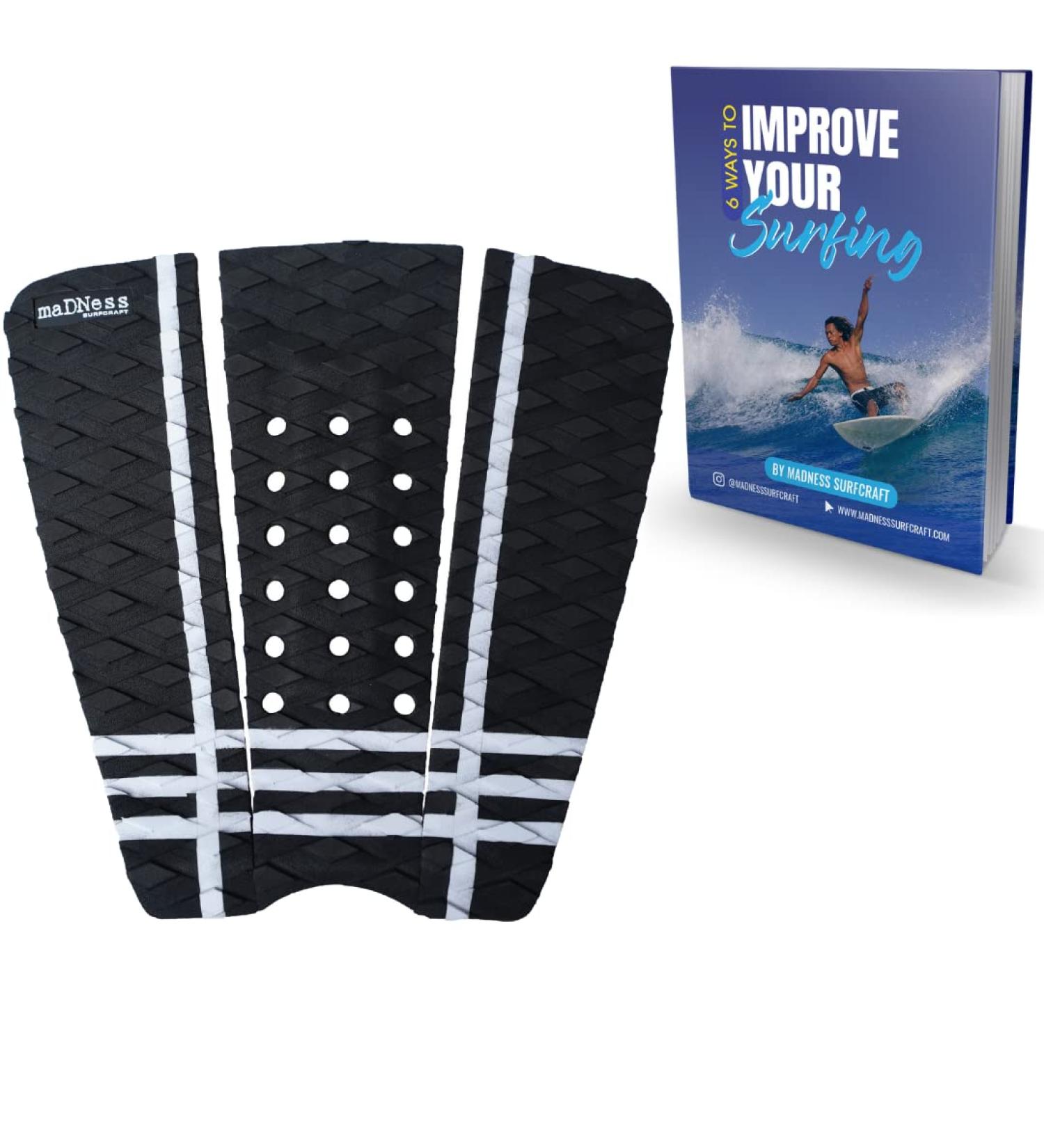 Madness Surfcraft Premium 3 Piece EVA Surfboard Deck Traction Pad with Kicker | Improve Surfing | eBook - Buy Online on GoSupps.com