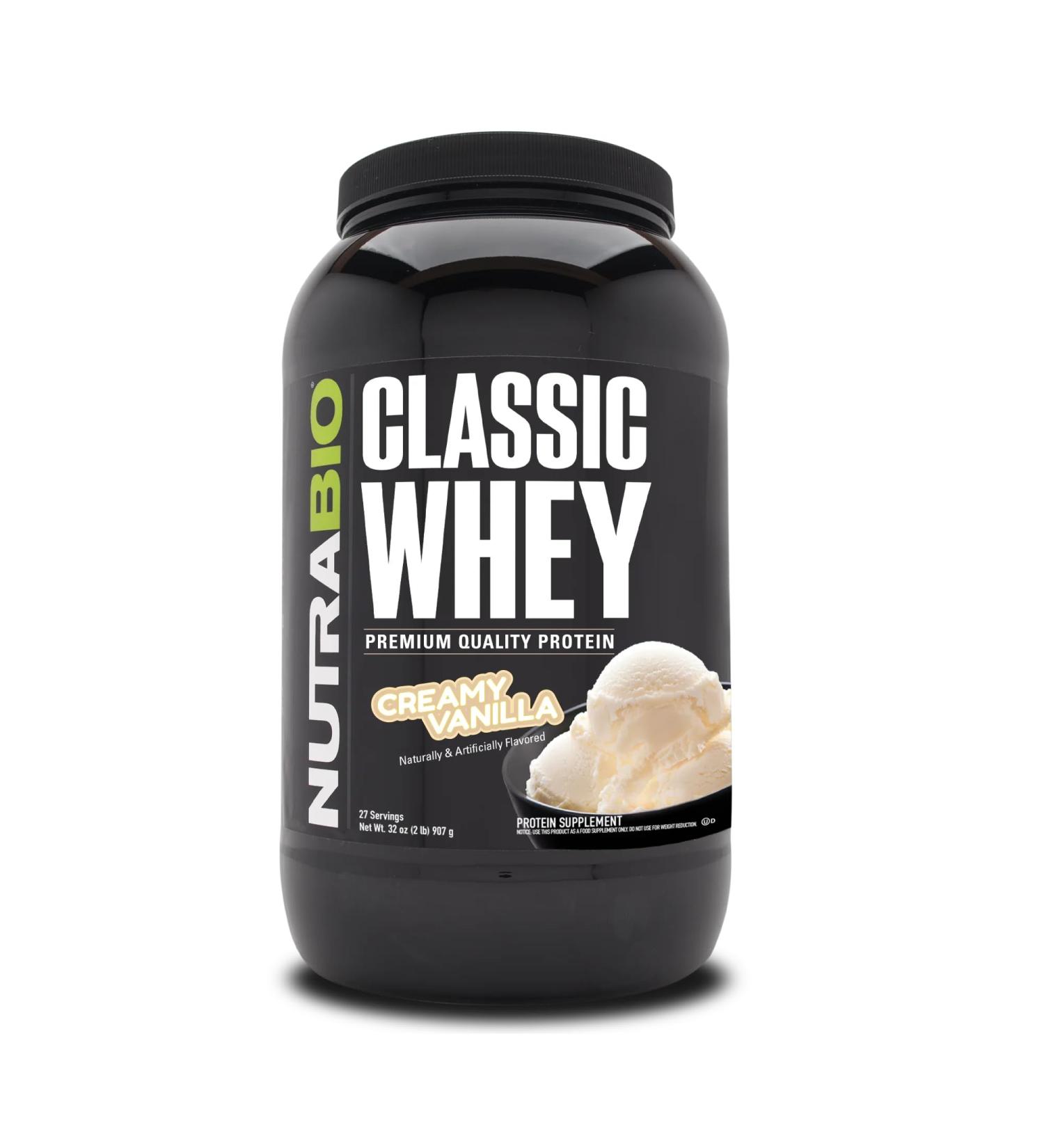 NutraBio Classic Whey Protein Powder- 25G of Protein Per Scoop - Full-Spectrum Amino Acid Profile - No Fillers Artificial Colors Preservatives - Low Glycemic Index - Creamy Vanilla 2 Pounds Vanilla 2 Pound (Pack of 1) - Buy Online on GoSupps.com