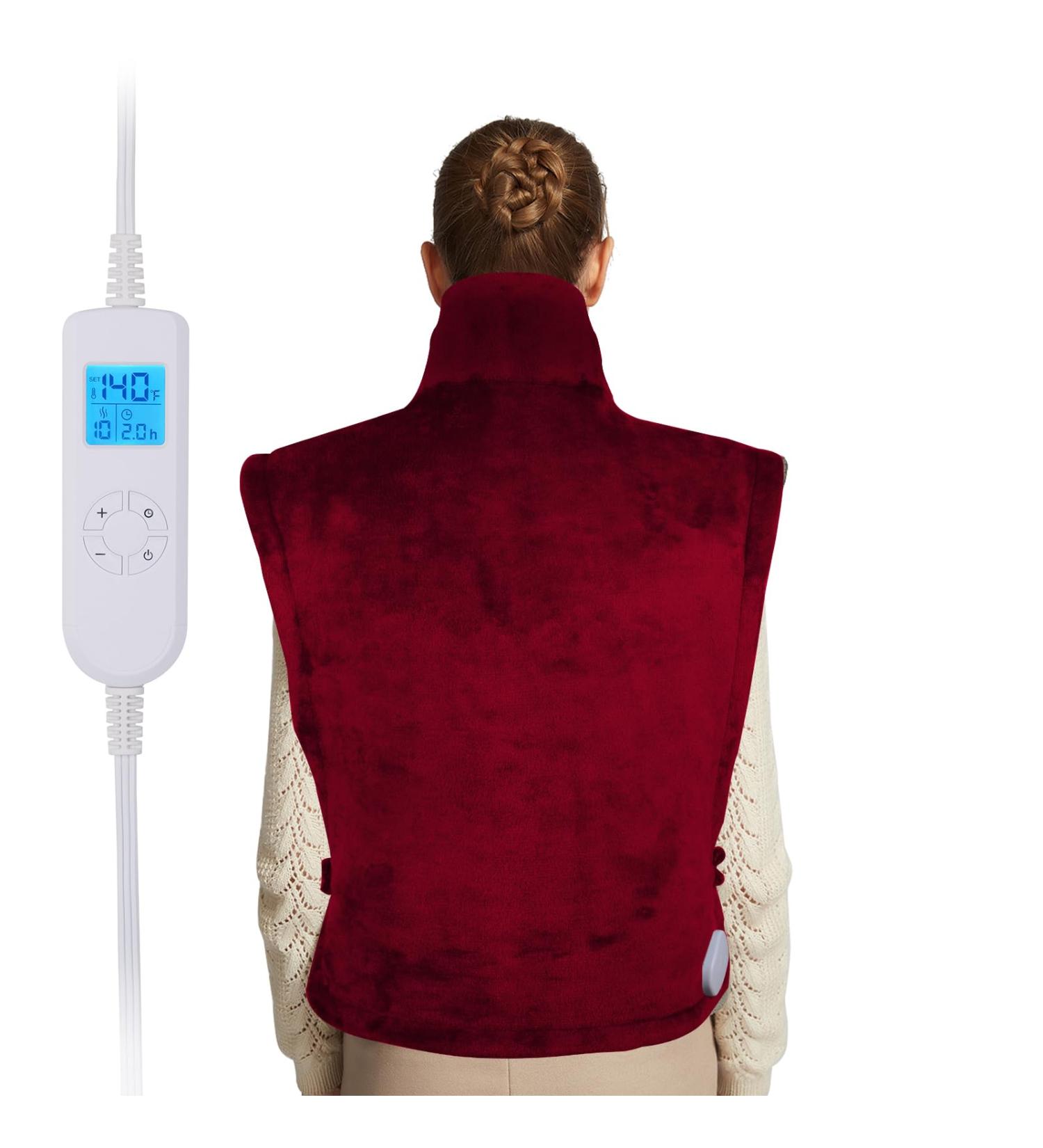 Ambershine XXXL King Size Heating Pad | Fast-Heating & 10 Settings for Neck/Shoulder/Back Pain Relief | Perfect Gift for Men & Women - Red - Buy Online on GoSupps.com