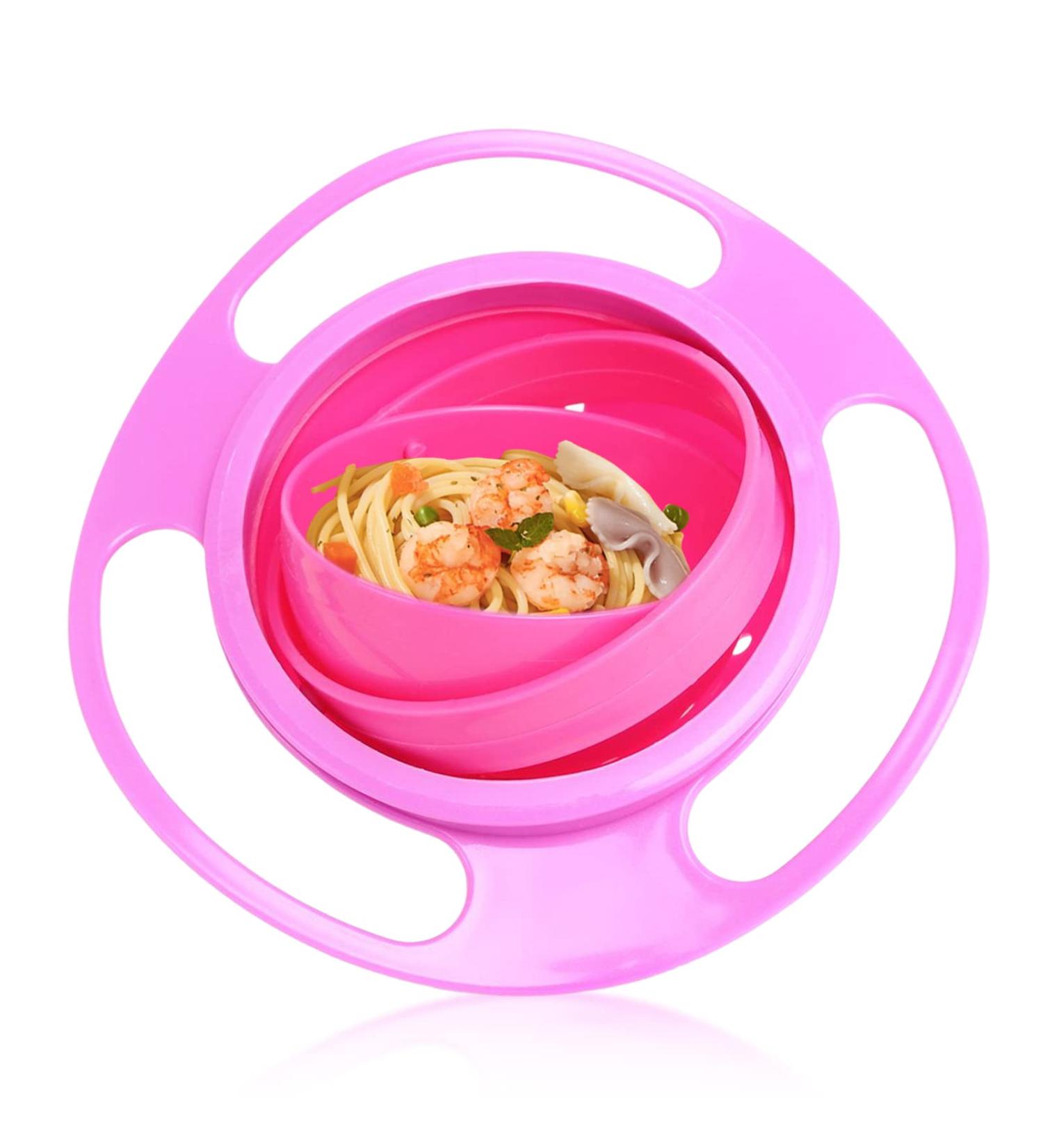 Vokmon Baby Universal Gyro Bowl - Non-Spill Feeding for Toddlers | 360 Rotation Toddler Magic Bowl (Pink) - Buy Online on GoSupps.com