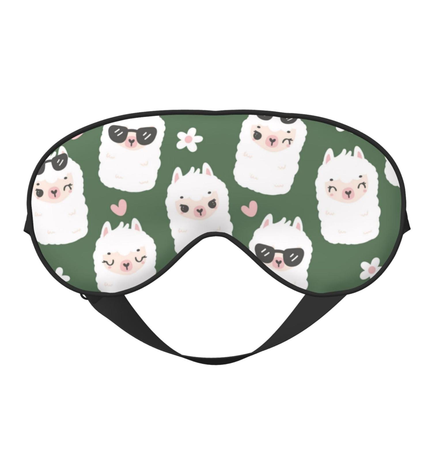 Alpaca Faces Print Eye Mask - Soft Blindfold for Sleep & Travel | Comfortable Elastic Strap Eyeshade - Buy Online on GoSupps.com