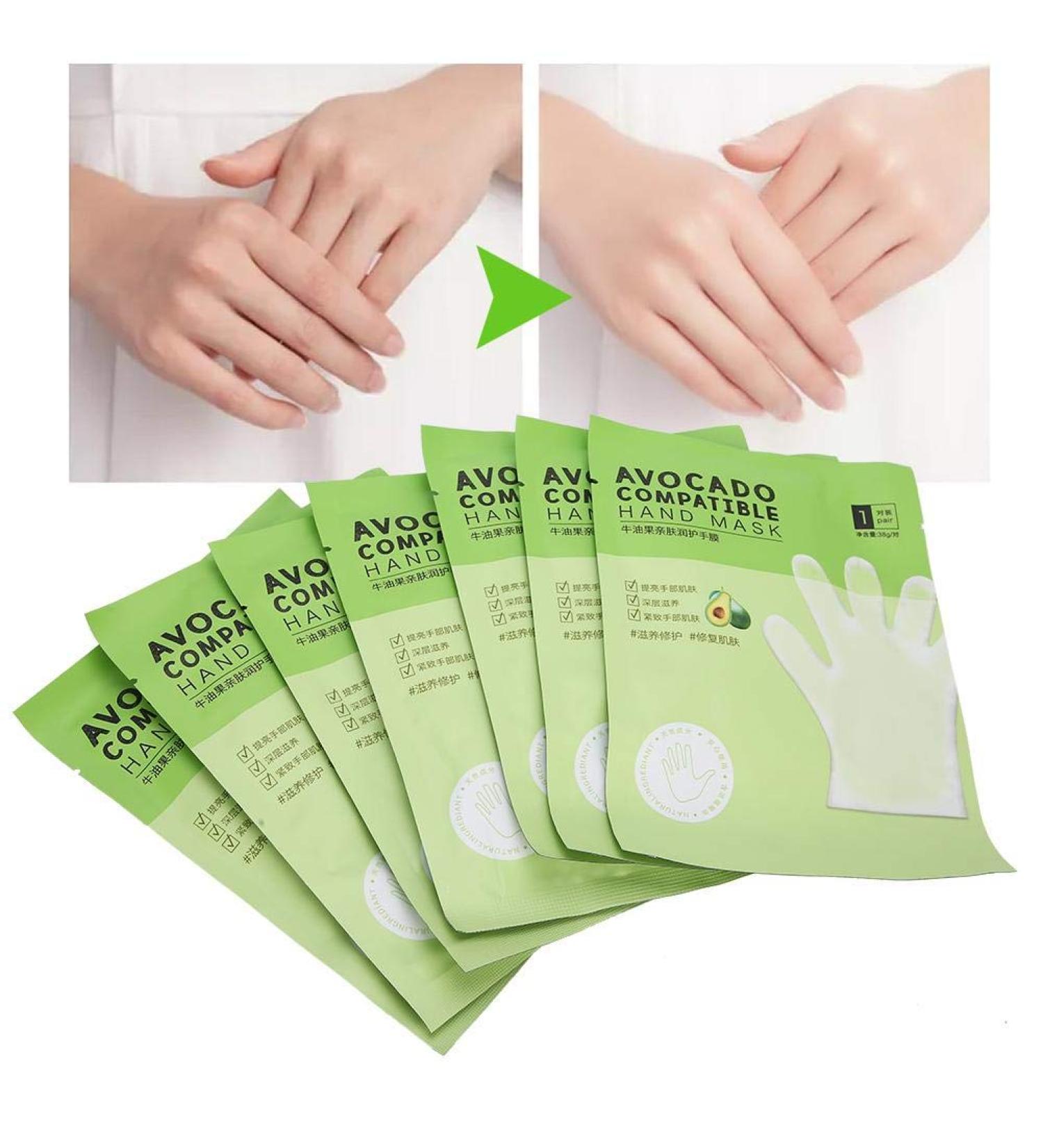 7PC Avocado Hand Moisturizing Gloves | Anti-Dry Hand Care & Skin Renewal Mask | Nourishing Skin-Friendly Treatment for Aging & Cracked Hands - Buy Online on GoSupps.com