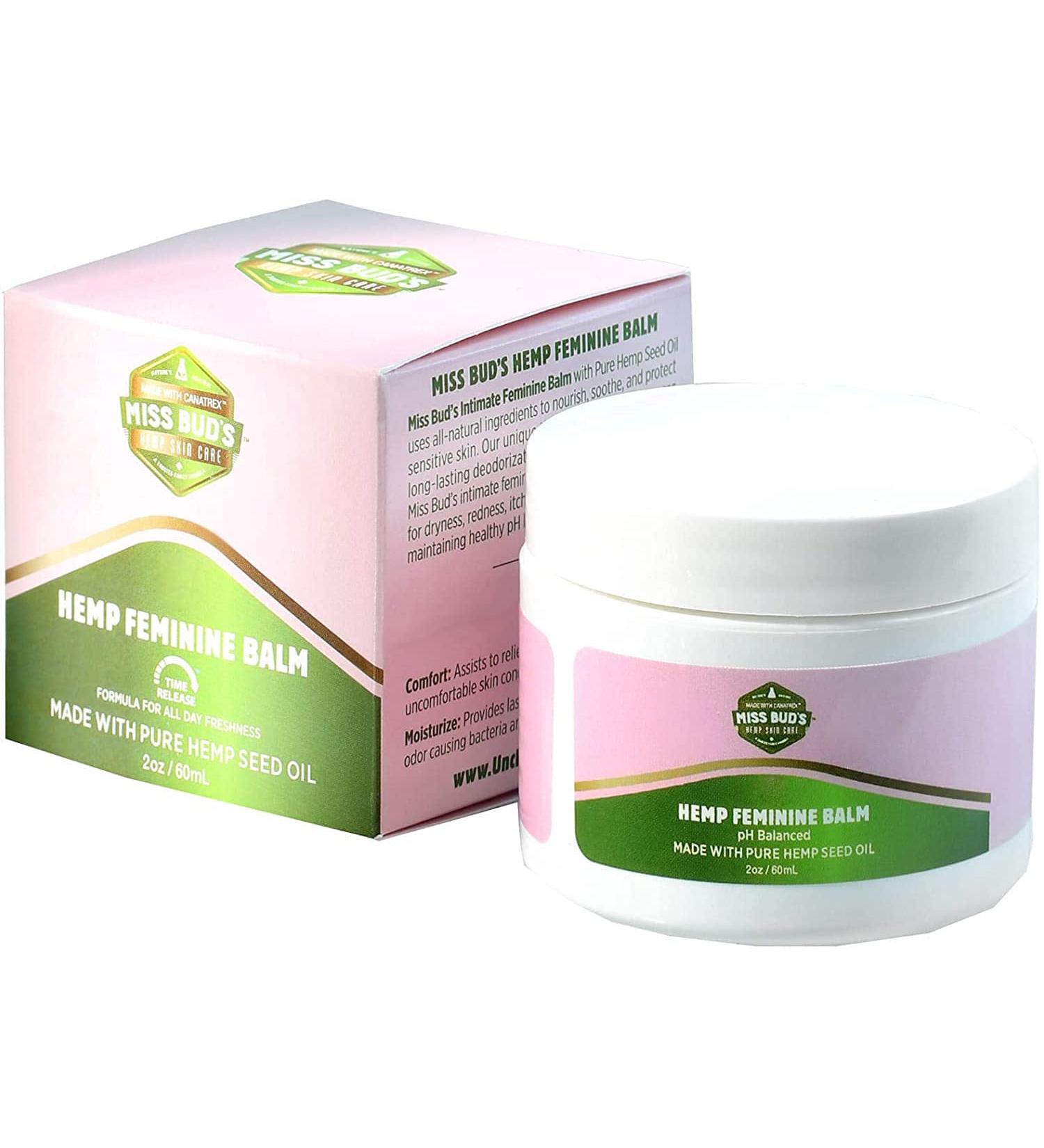 Miss Bud’s Hemp Intimate Feminine Vulva Balm Relieves Itching, Burning, and Redness Eliminates Odors Helps Maintain Balanced pH Levels