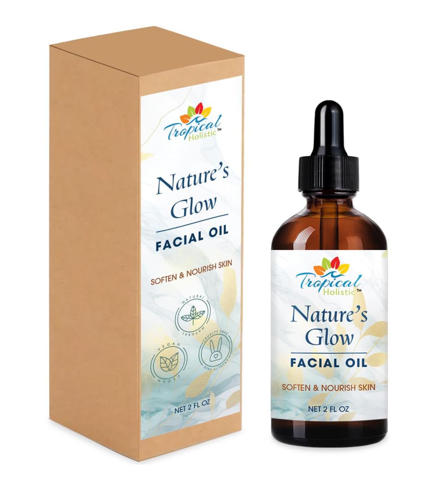 Nature's Glow Facial Oil | Anti-Aging Face Oil with Green Tea & Jojoba | Lightweight Non-Greasy | All Skin Types | 2 fl oz - Buy Online - Buy Online on GoSupps.com