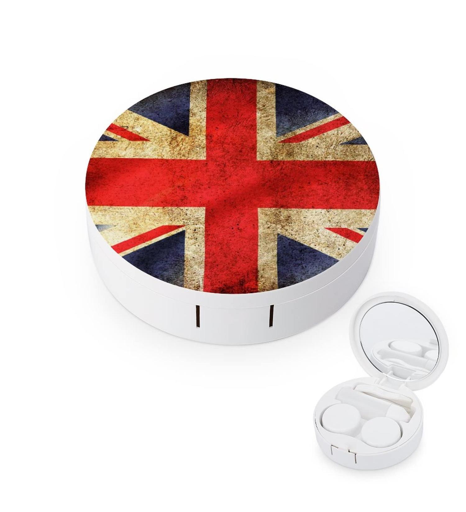 Retro Norway Norge Flag Round Case For Contact Lens Kit Storage Box with Mirror Printed - Buy Online on GoSupps.com
