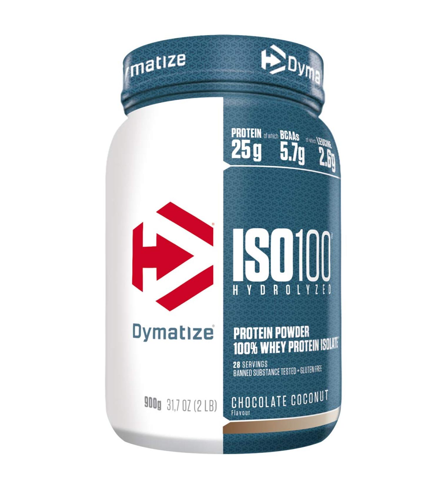 Dymatize ISO 100 Chocolate Coconut 900g - Premium Whey Protein Hydrolysate & Isolate for Muscle Growth - Buy Internationally - Buy Online on GoSupps.com