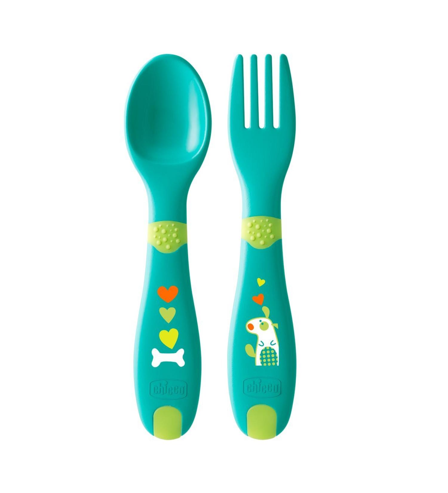Chicco First Baby Cutlery Set - 12M+ Neutral Green | Safe & Stylish Feeding for Infants - Buy Online on GoSupps.com