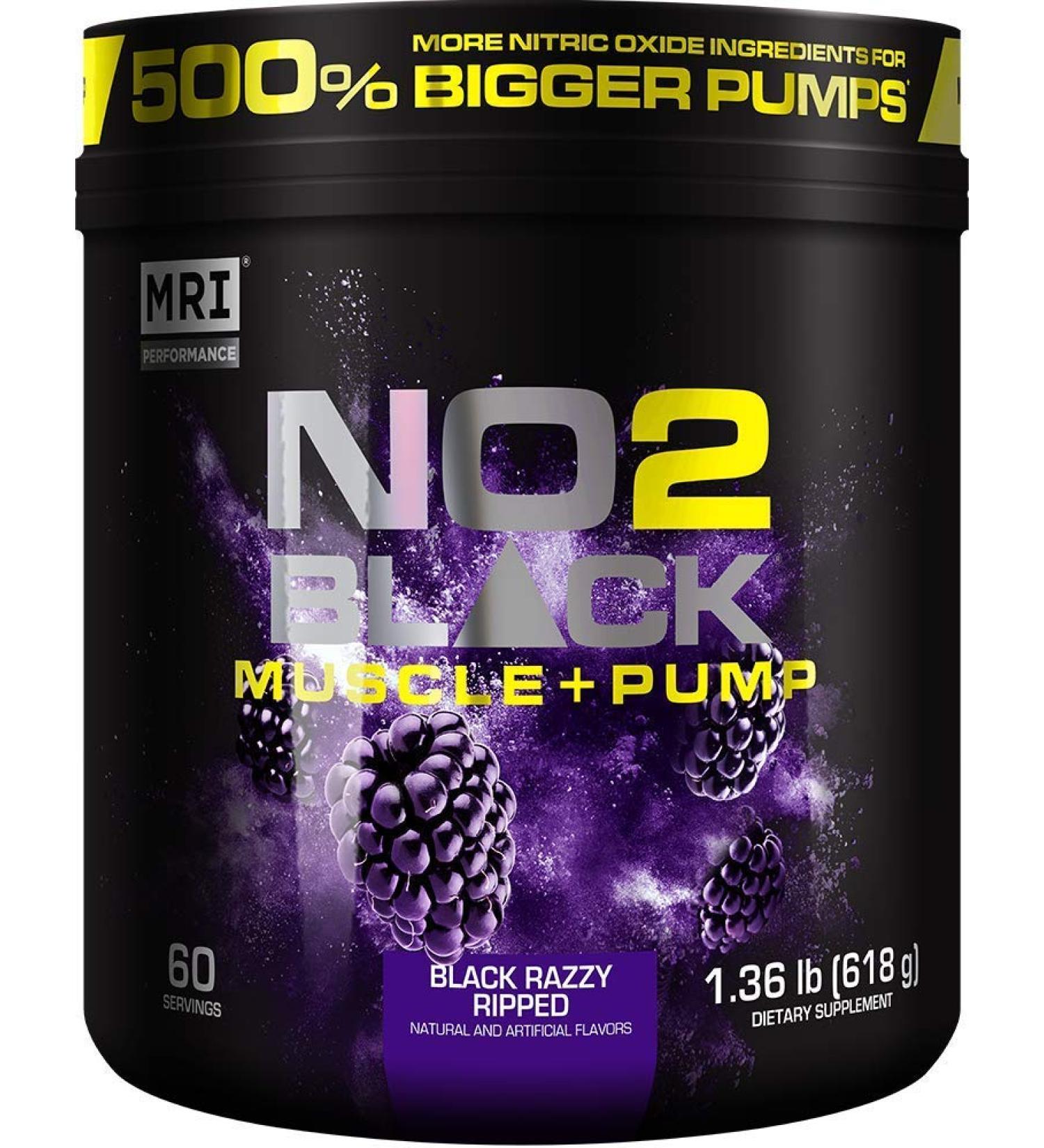 NO2 Black Nitric Oxide Supplement for Pump, Muscle Growth, Vascularity & Energy - Pre-Workout NO Booster with Citrulline - 60 Servings (Black Razzy Ripped) - Buy Online on GoSupps.com