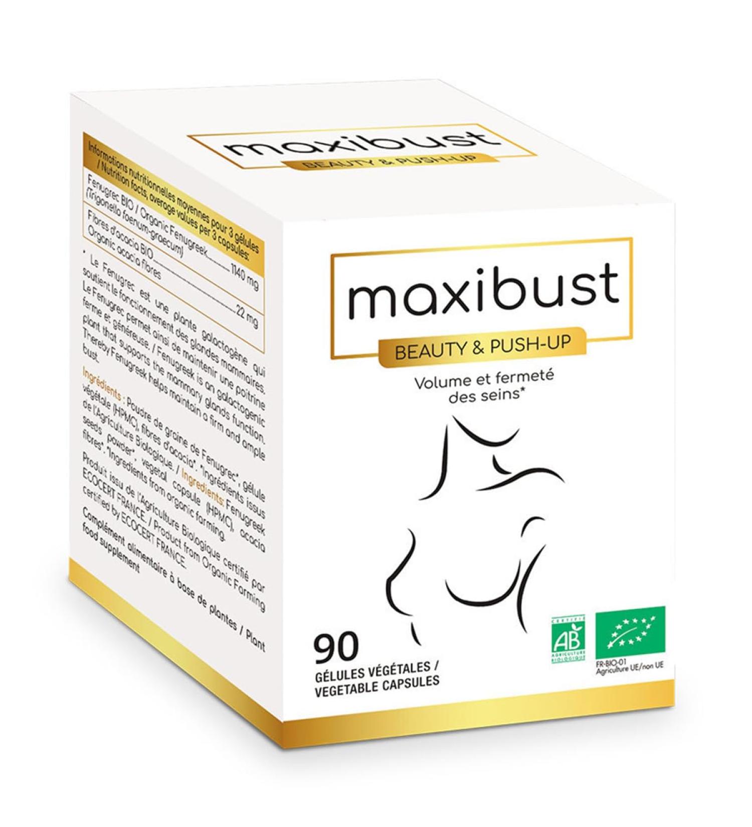 NUTRI EXPERT - Maxibust Beauty & Push-Up - Food supplement with Fenugreek and Organic Acacia Fibers - Breast volume & firmness - 30 days cure - Buy Online on GoSupps.com