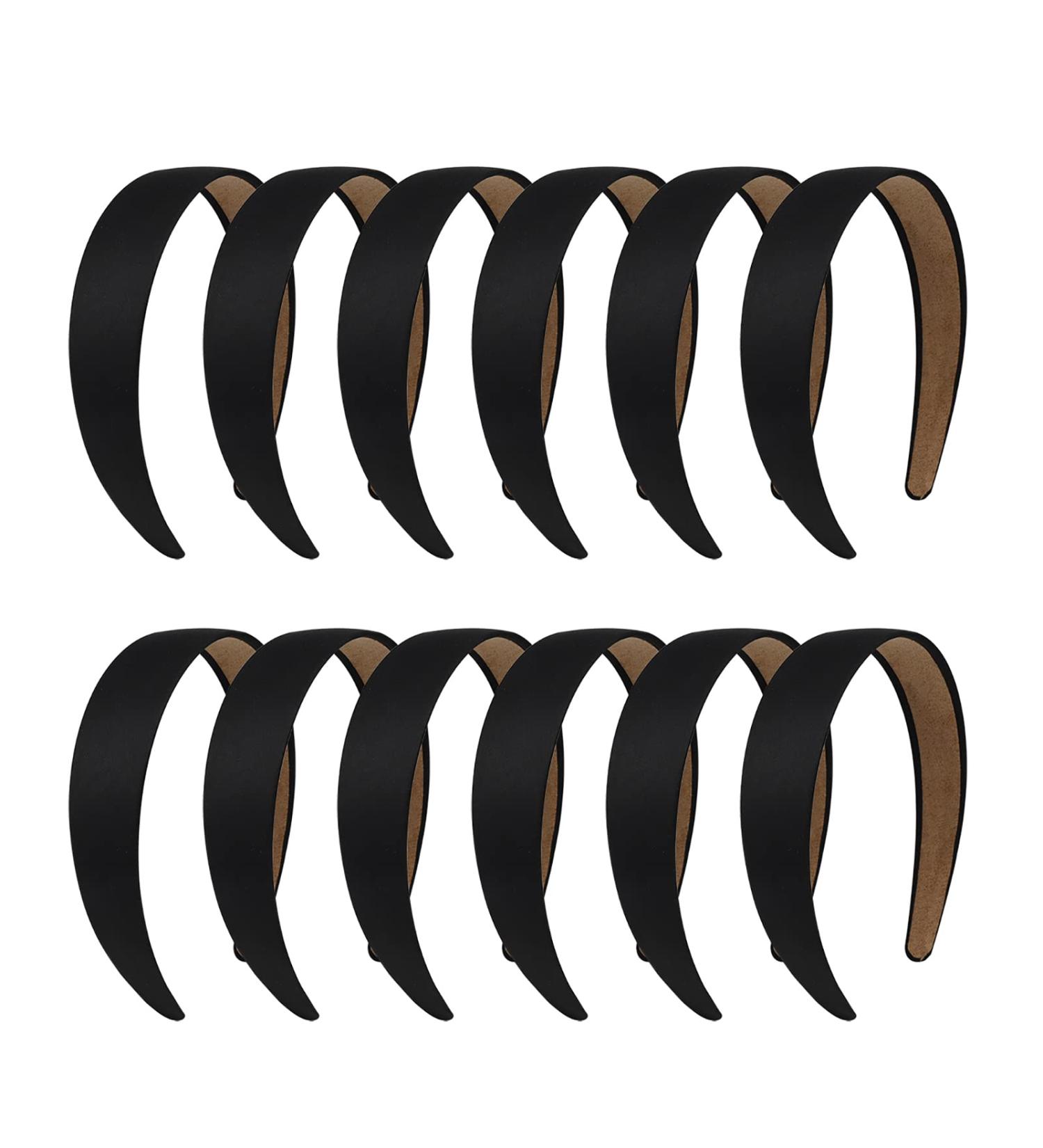 Satin Headbands for Women & Girls - Non-Slip Black Hairbands | 12 Pack DIY Hair Accessories - Buy Online on GoSupps.com