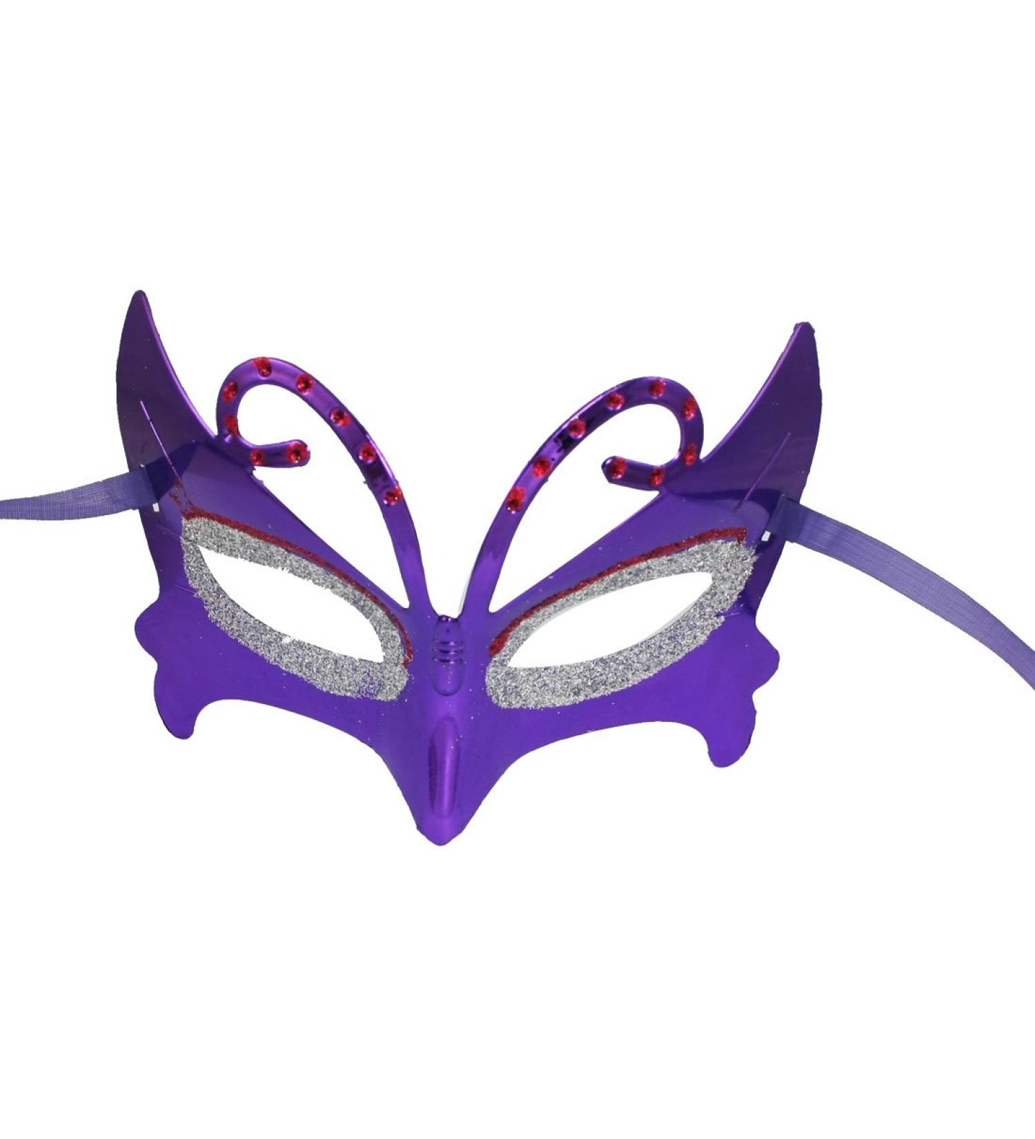 Mascarade poudre D tail Masque pour les yeux 2 Pcs Violet Rouge Argent Tone