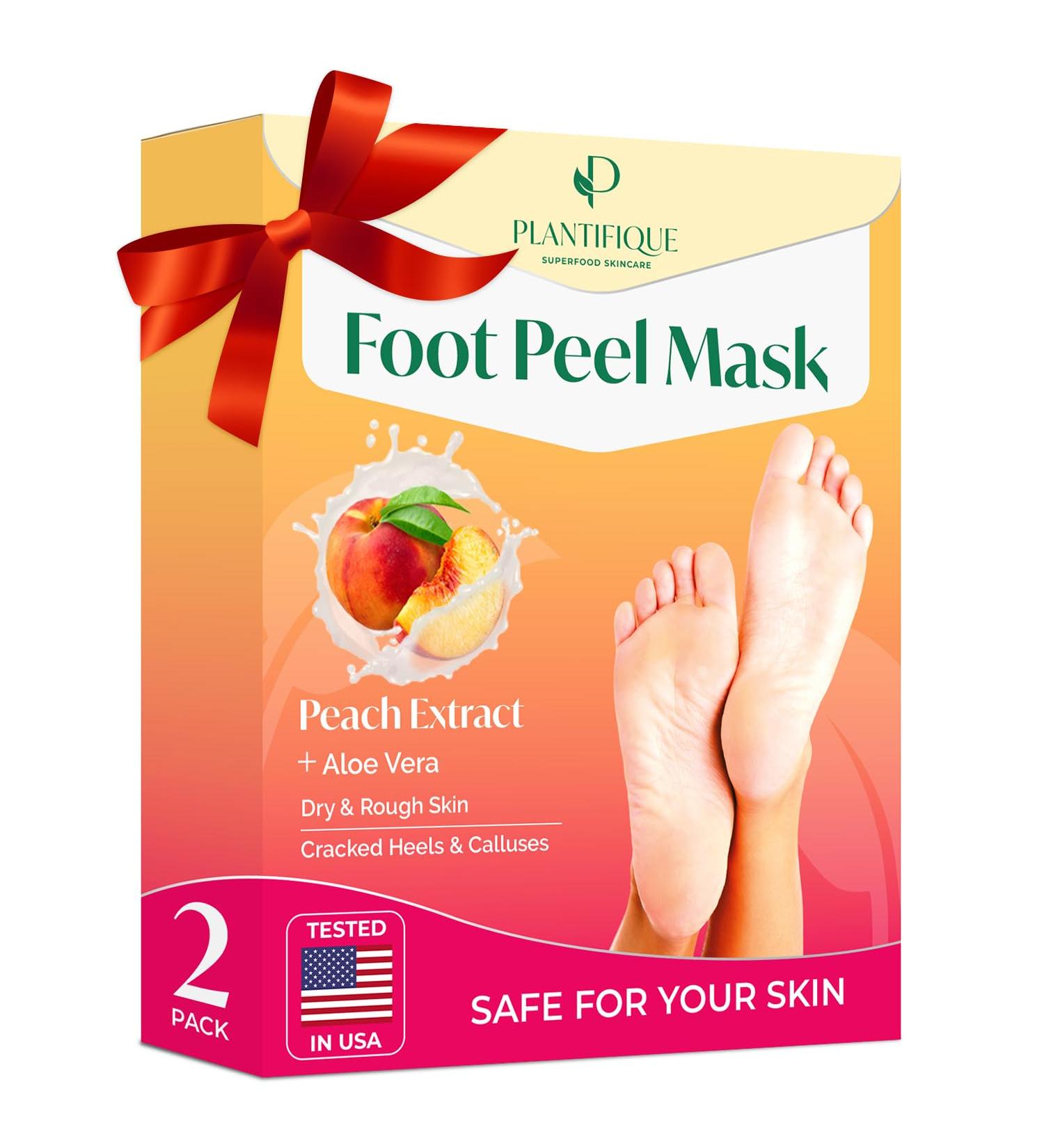 Plantifique Peach Foot Peel Mask - 2 Pack Dermatologically Tested for Soft Baby Feet - Exfoliating Mask for Hard Skin & Dead Skin Removal - Buy Online on GoSupps.com