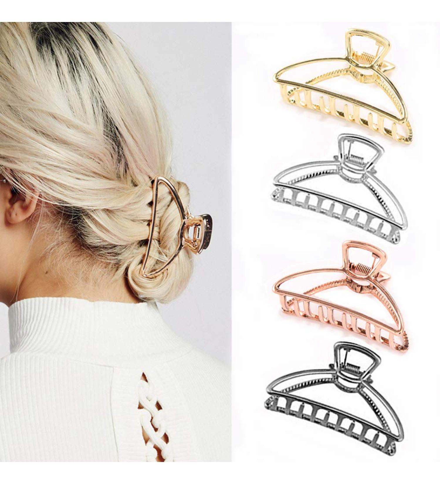 Kiddale Large Metal Hair Claw Clips - 4 Piece Set | Non-slip Hair Catch Jaw Clamp for Women and Girls | Hair Barrette for Styling and Fixing Hair - Buy Online on GoSupps.com