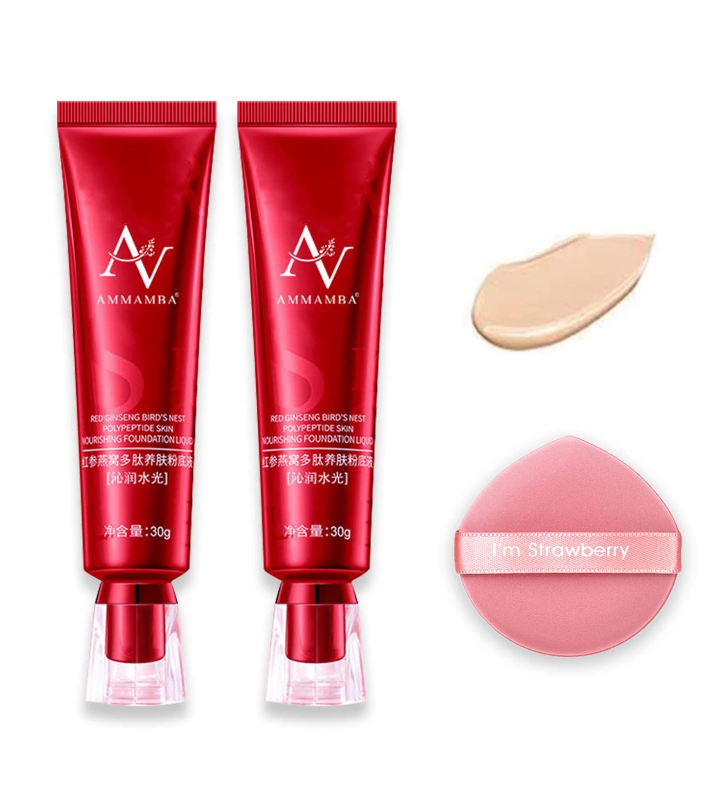 Red Ginseng Bird's Nest concealer Liquid Foundation Red Ginseng Liquid Foundation Long-lasting Moisturizing Natural Concealer for All Skin (Natural Color) - Buy Online on GoSupps.com