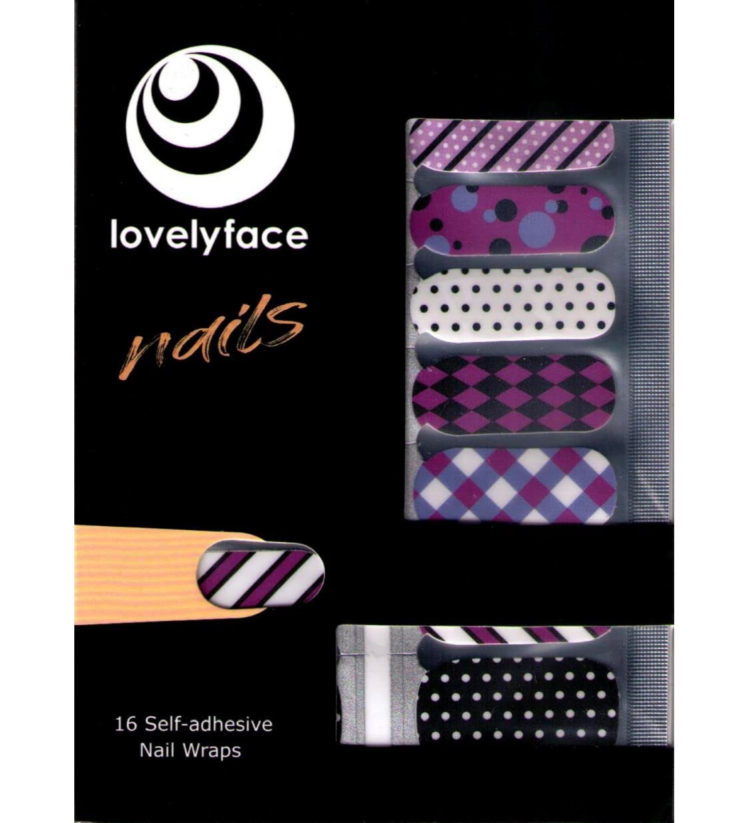 Lovelyface Nails - "Arlekin" Patterned Exclusive Nail Wraps - 16 Thin Self-Adhesive Long-Lasting Nail Foils - Non-Toxic Arlequin