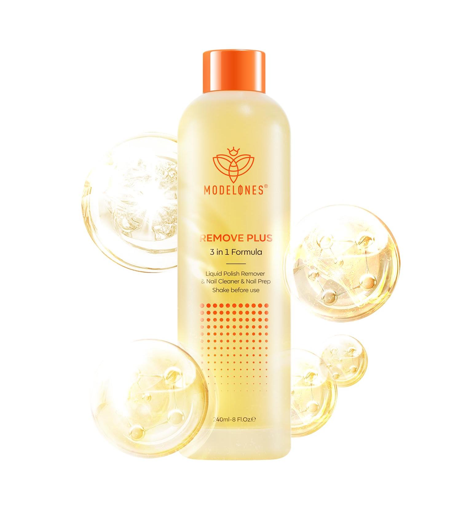 Modelones Nail Polish Remover Ultra-Powerful Acetone Gel Nail Polish Remover Enriched with Jojoba Oil Removes for All Types of Nail Polish Gel Polish Nail Glue Acrylic Gels Nail Tip & Glue(240ml) 3-in-1 Gel Nail Polish Remover Plus - Buy Online on GoSupps.com