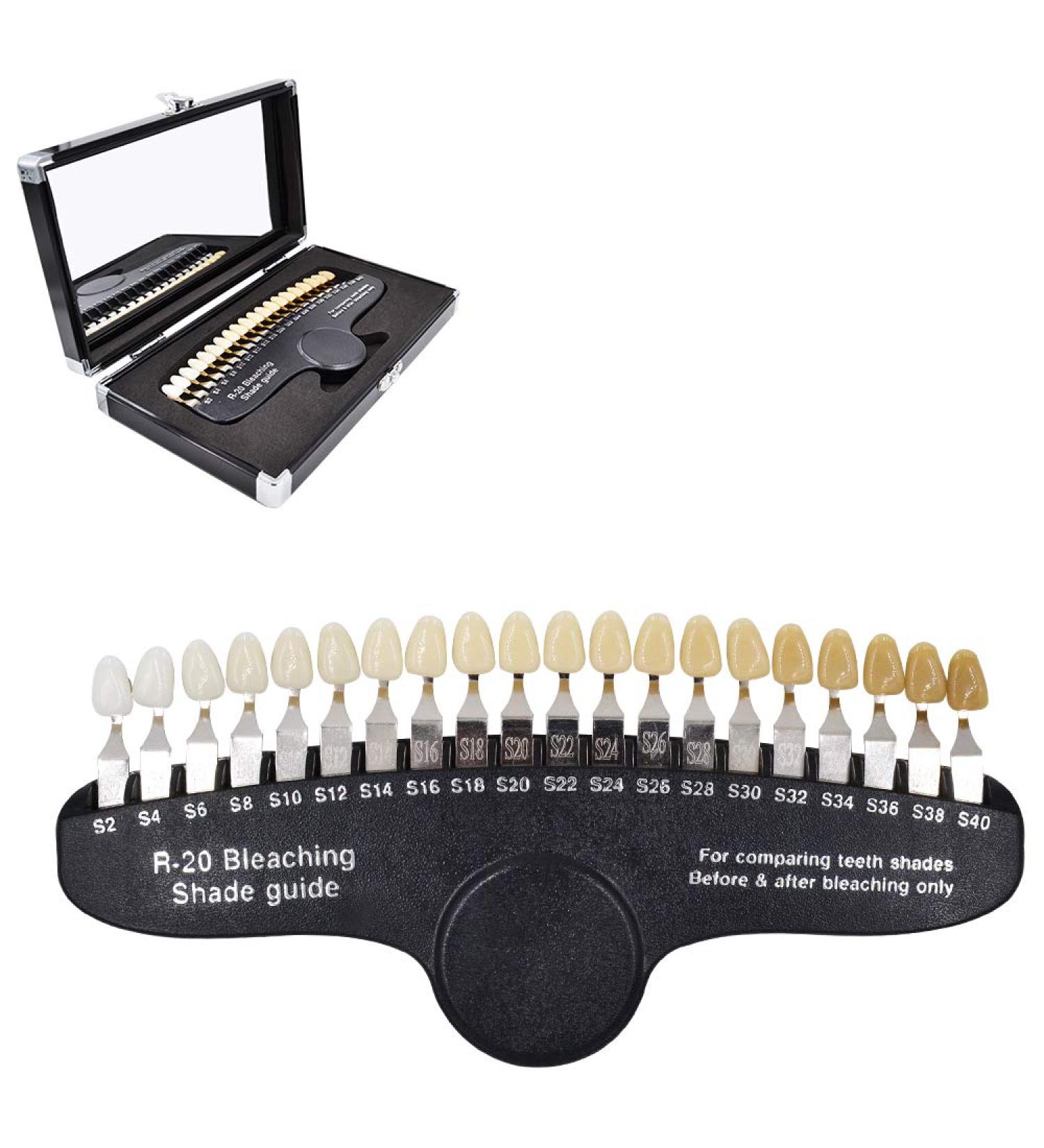 Professional R-20 Teeth Whitening Shade Guide with Mirror - 20 Color Tooth Bleaching Chart - Buy Online on GoSupps.com