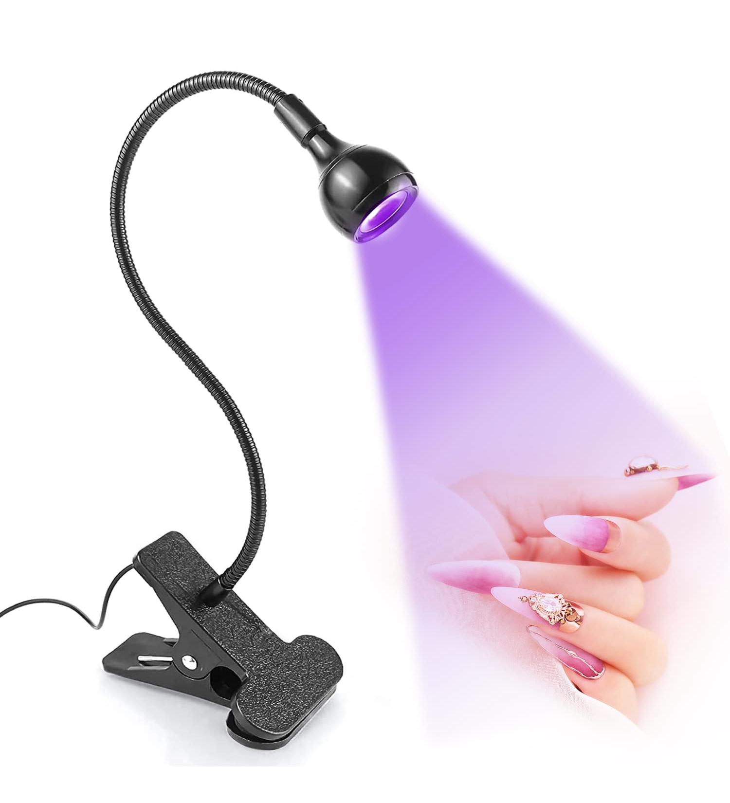 TOEDO 3W UV LED Gel Nail Lamp | 4 Levels Setting Gooseneck Lamp Clip | Professional Nail Dryer for Gel Polish | Black Nail Art Accessories - Buy Online on GoSupps.com
