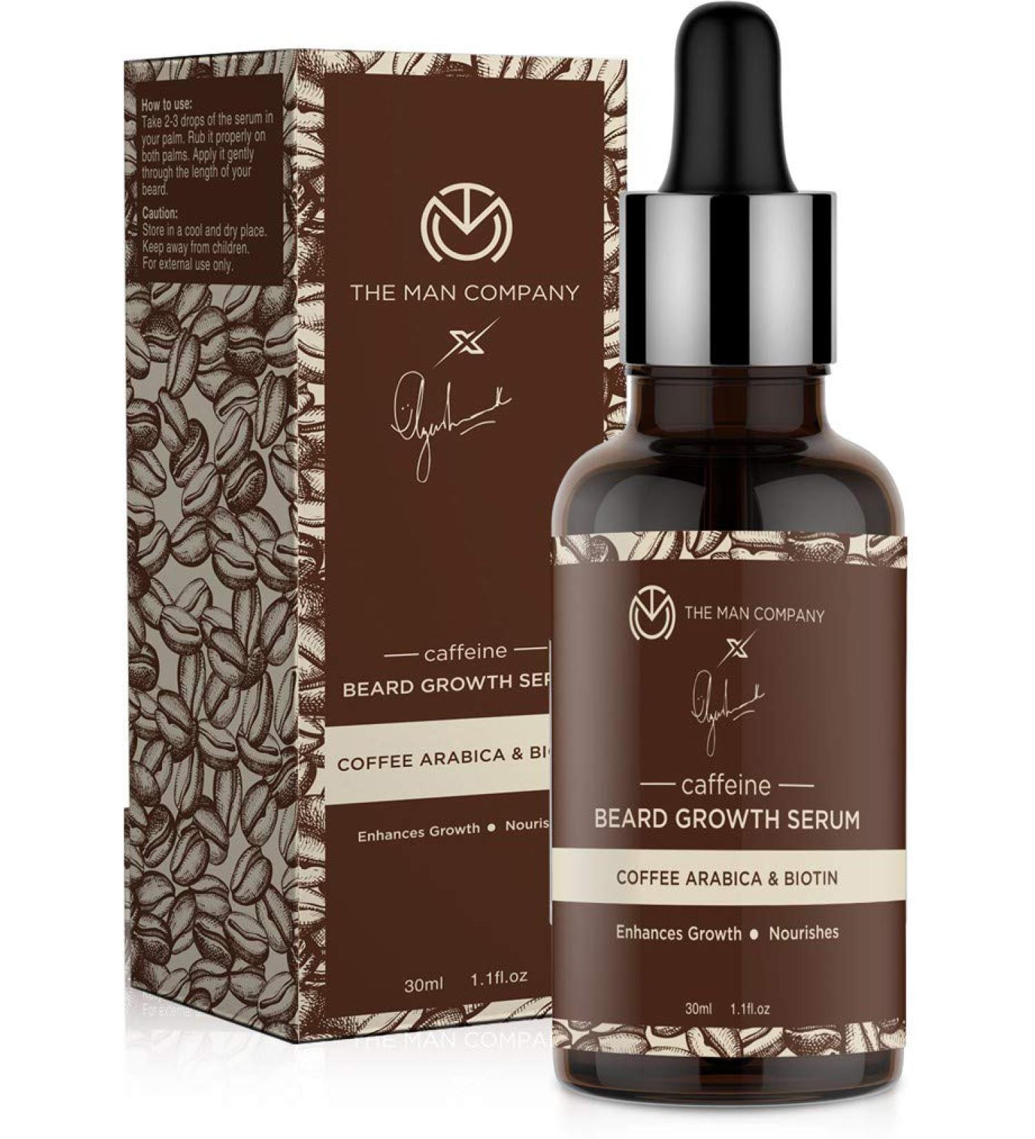The Man Company Caffeine Beard Growth Serum to Improve Beard Growth with Arabica Coffee and Biotin - 30ml - Buy Online on GoSupps.com