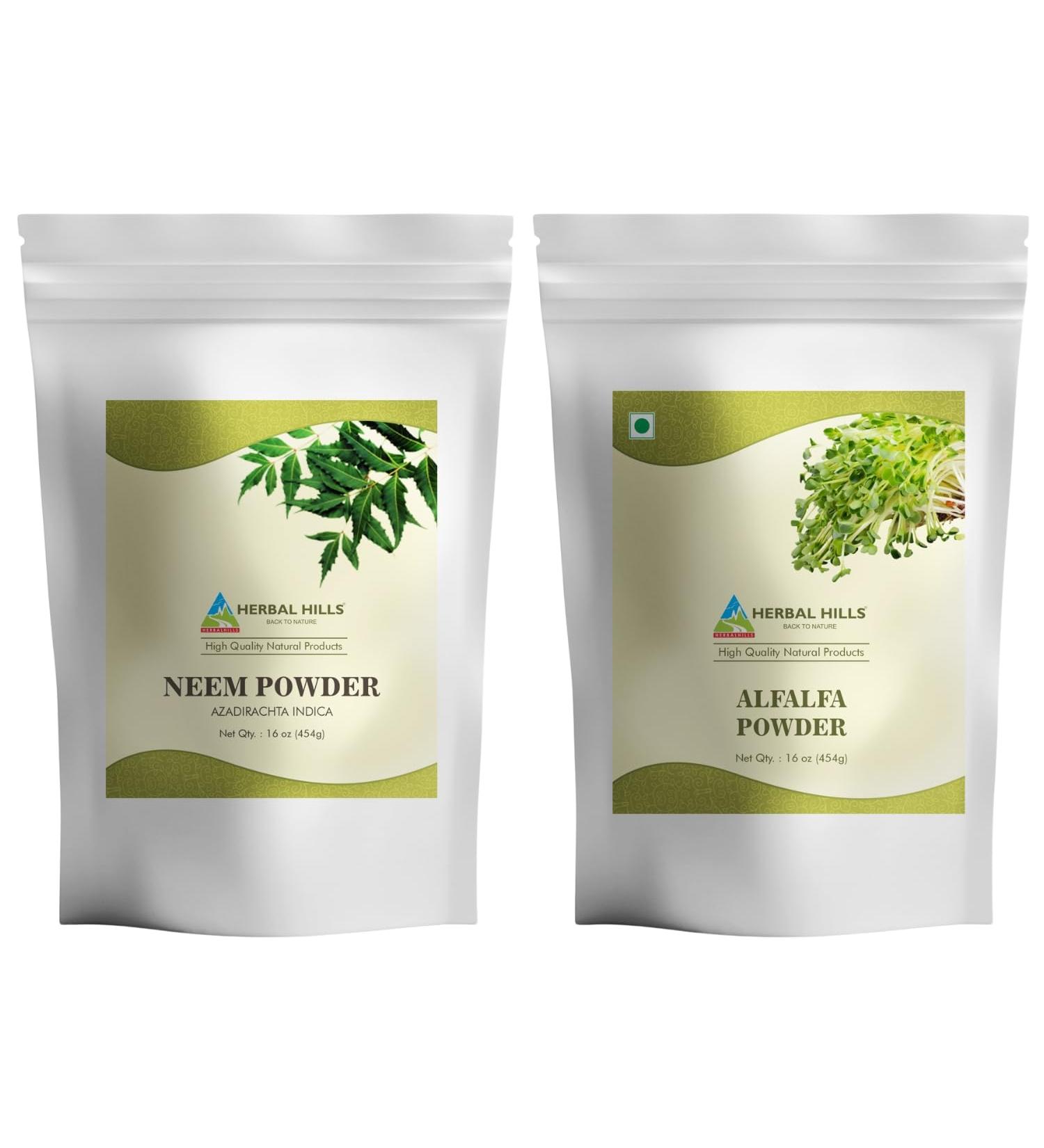 HERBAL HILLS Neem Leaf Powder and Alfalfa Powder 16 Oz Pack of 2 Combo - Buy Online on GoSupps.com