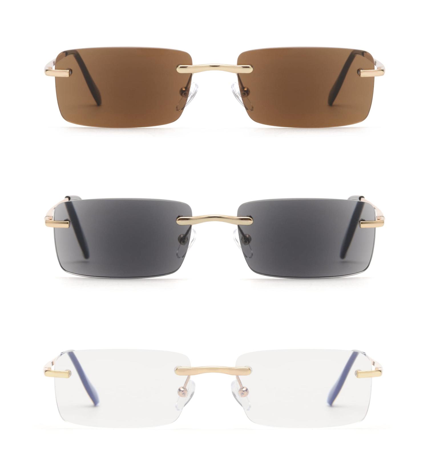 JM 3 Pack Rimless Reading Sunglasses Spring Hinge Readers 2.0x Men Women Glasses - Buy Online on GoSupps.com