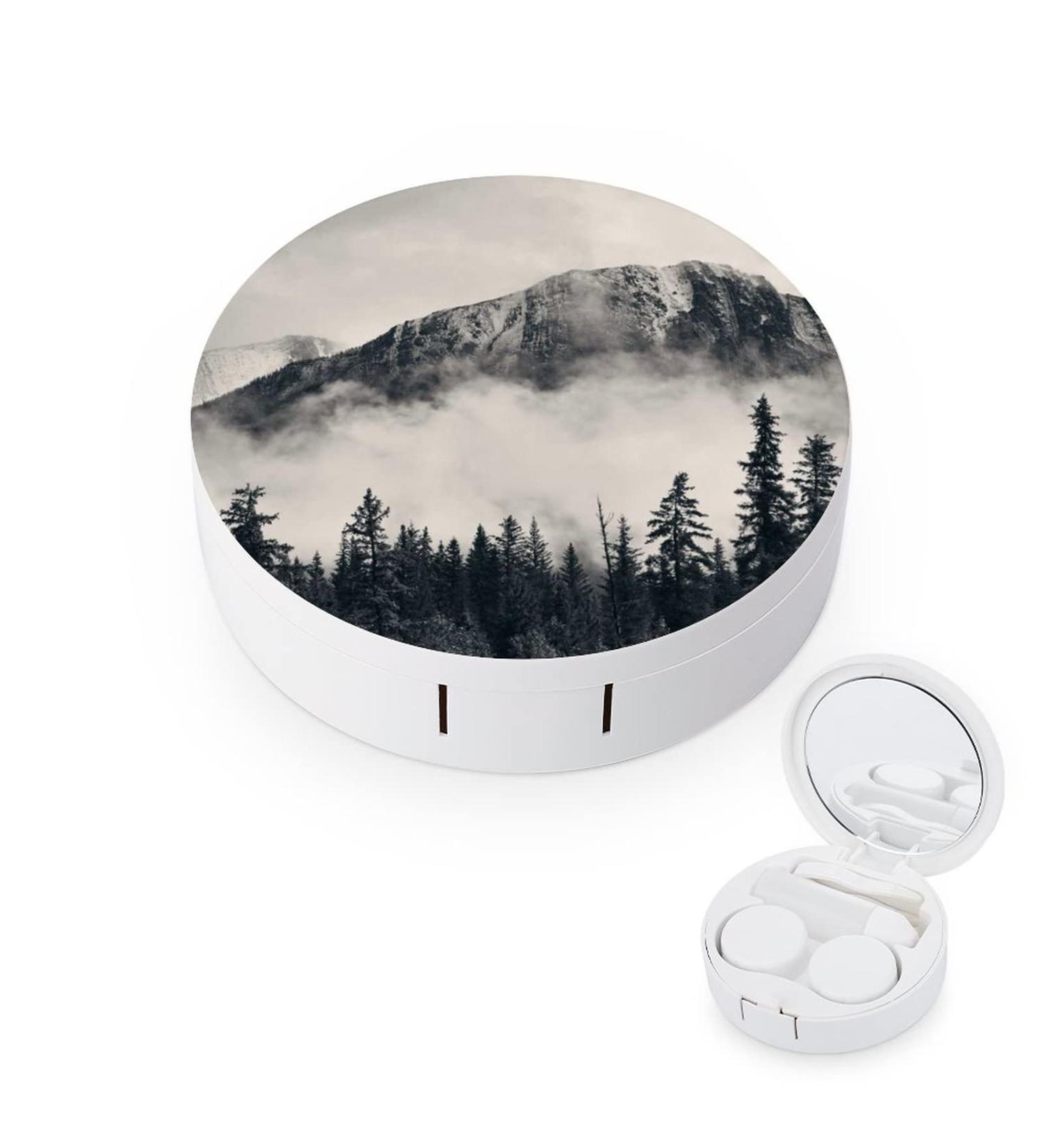 Bagea-Ka Foggy Mountain Pattern Contact Lens Case & Eye Care Kit | Travel & Home Solution with Tweezers Remover Tool & Mirror - Buy Online on GoSupps.com
