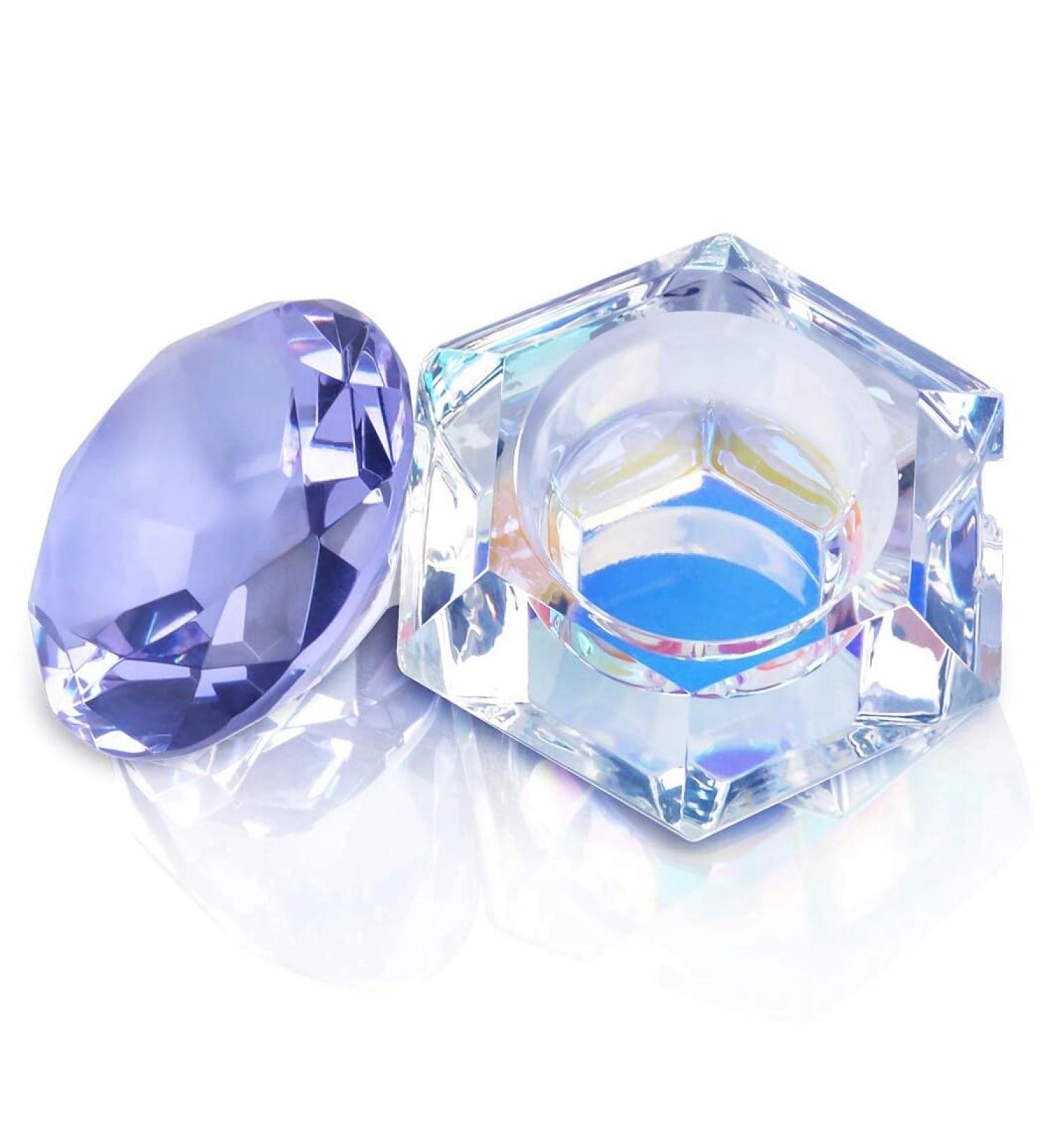 Kapmore Diamond Shape Glass Nail Dish with Lid Portable Manicure Crystal Bowl Fashion Nail Powder Cup Holder Glassware Care Tool for Manicure - Buy Online on GoSupps.com