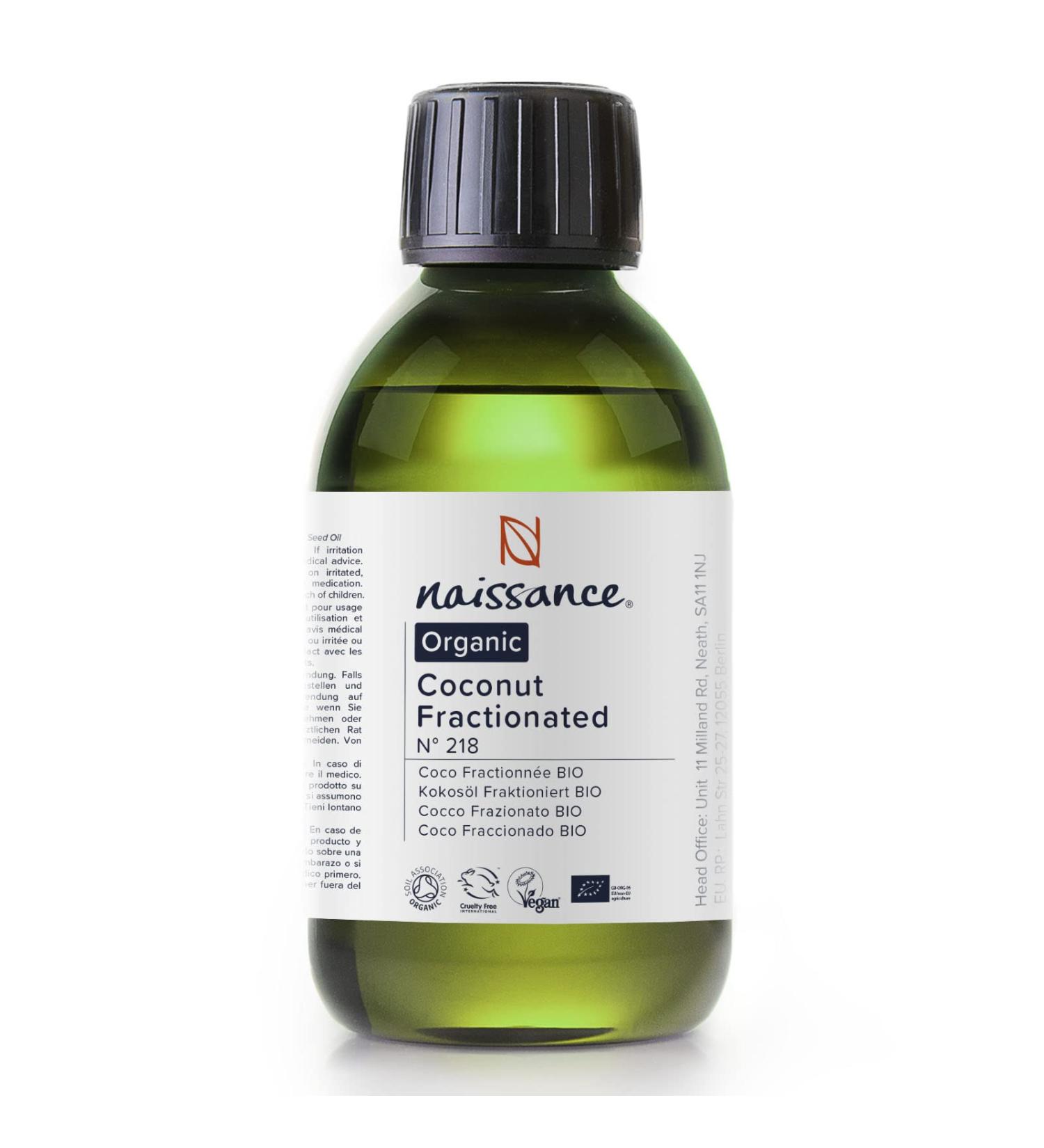 Naissance Organic Fractionated Coconut Oil 225ml - Certified Liquid Coconut Oil for Skin & Cosmetics - Buy Online on GoSupps.com