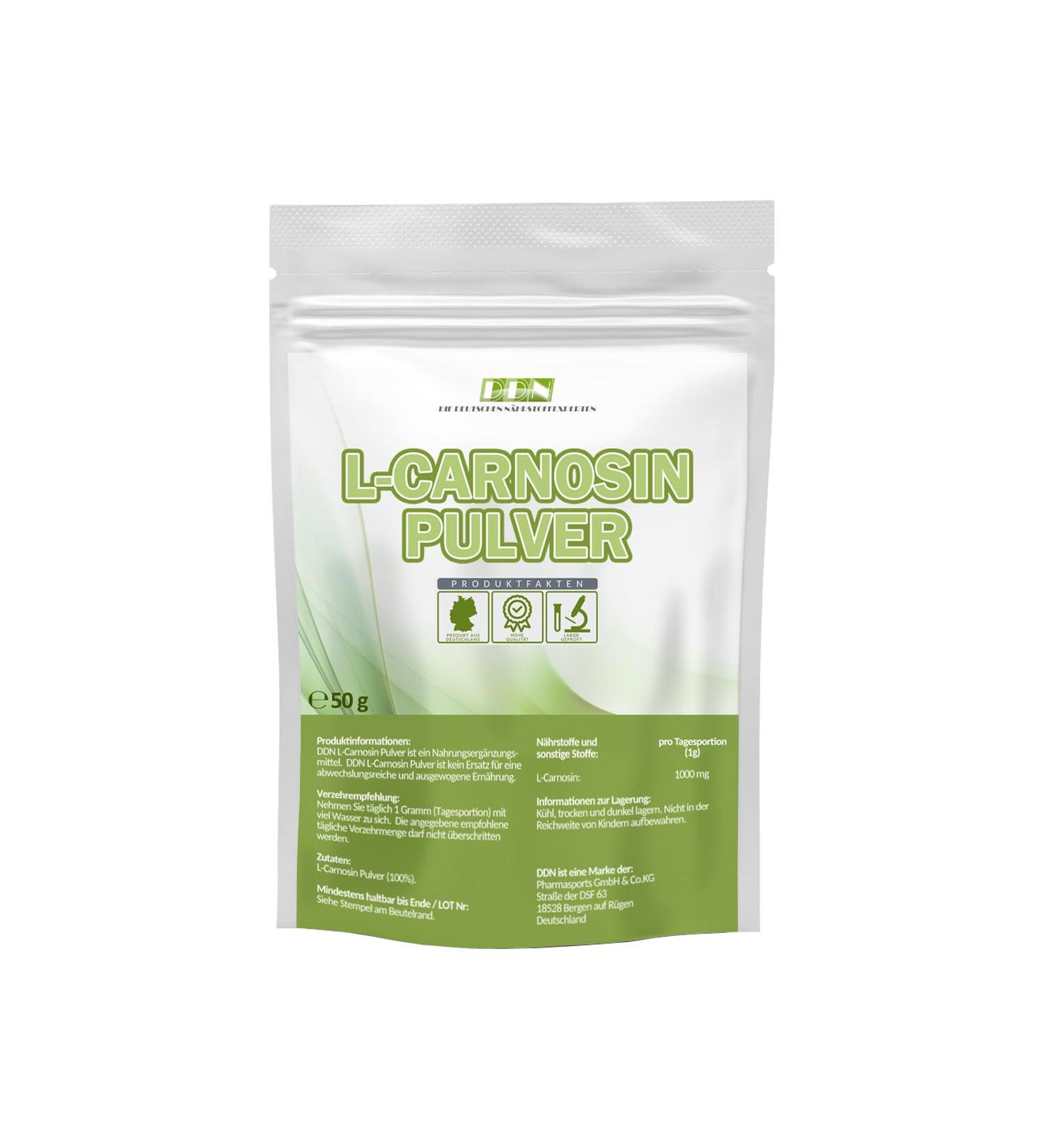 Buy DDN L-Carnosine Powder - 50g Pure Vegan Carnosine for Optimal Health | International Shipping - Buy Online on GoSupps.com