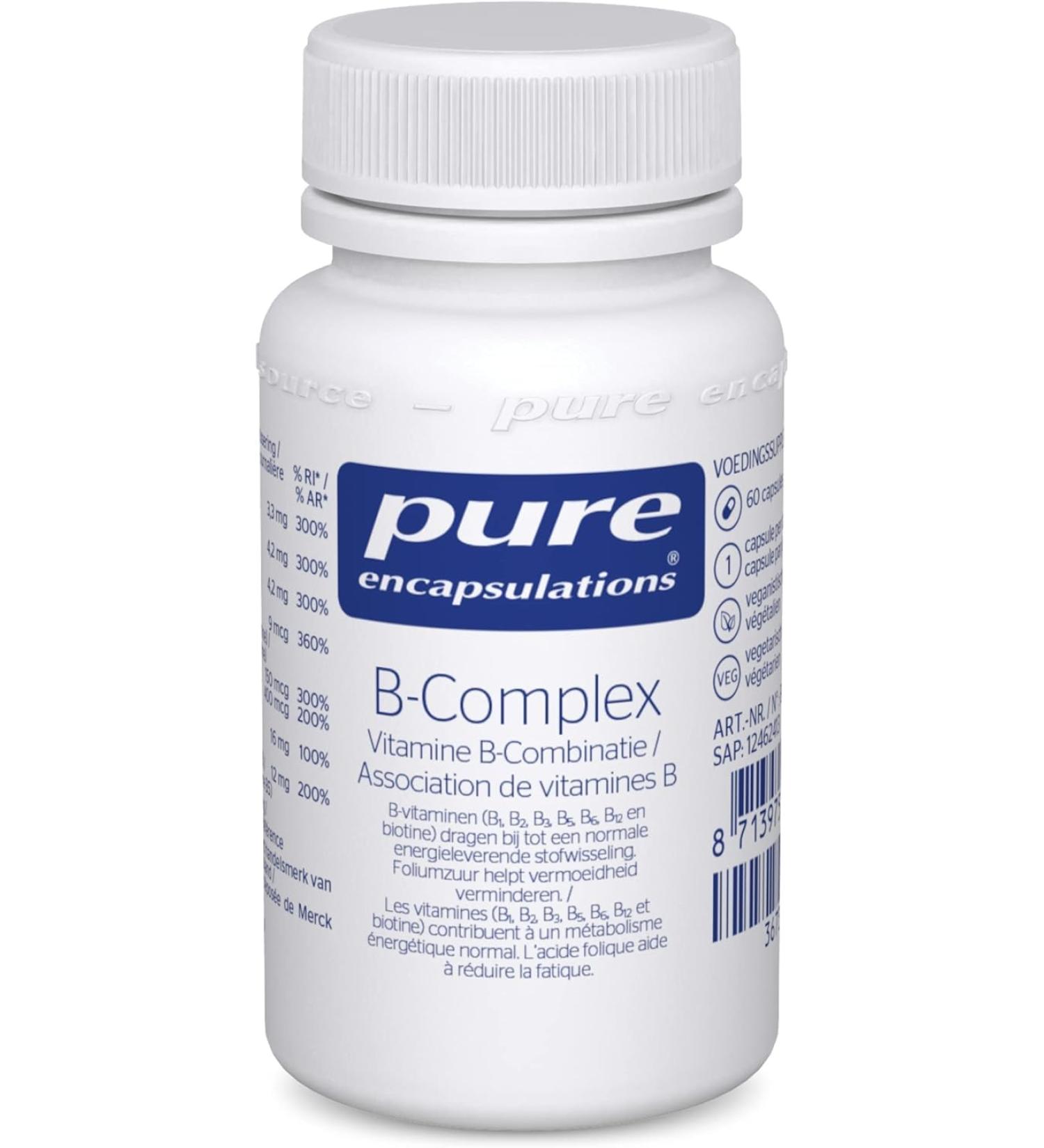 Pure Encapsulations BComplex For the daily supply of all B vitamins Normal Energy Metabolism 60 Capsules - Buy Online on GoSupps.com